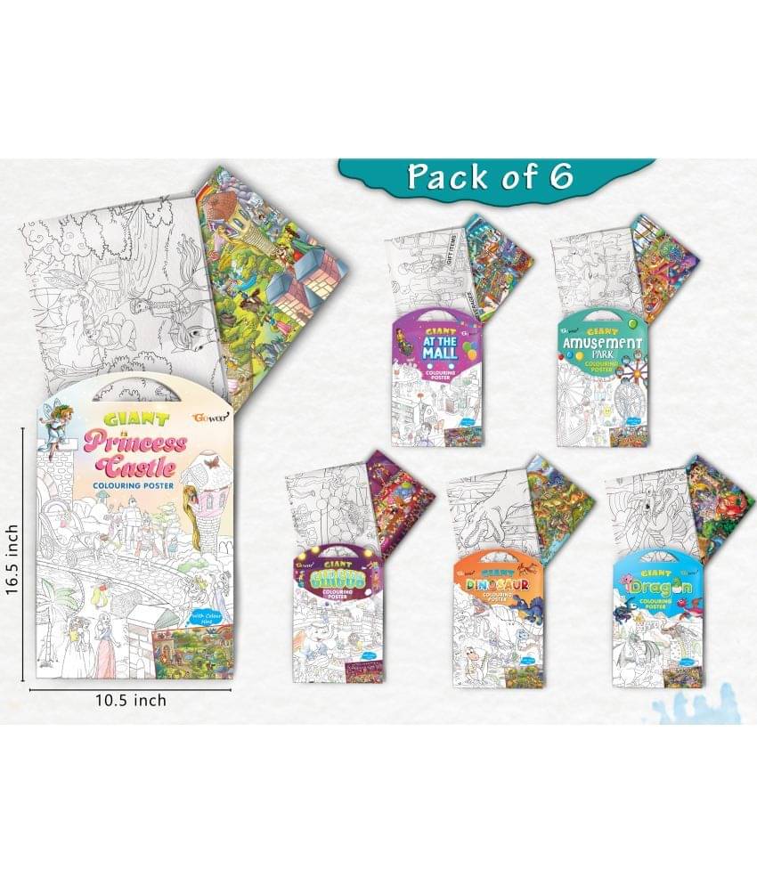 GIANT AT THE MALL COLOURING , GIANT PRINCESS CASTLE COLOURING , GIANT CIRCUS COLOURING , GIANT DINOSAUR COLOURING , GIANT AMUSEMENT PARK COLOURING and GIANT DRAGON COLOURING | Combo of 6 s I big colouring for kids GIANT AT THE MALL COLOURING , GIANT PRINCESS CASTLE COLOURING , GIANT CIRCUS COLOURING , GIANT DINOSAUR COLOURING , GIANT AMUSEMENT PARK COLOURING and GIANT DRAGON COLOURING | Combo of 6 s I big colouring for kids