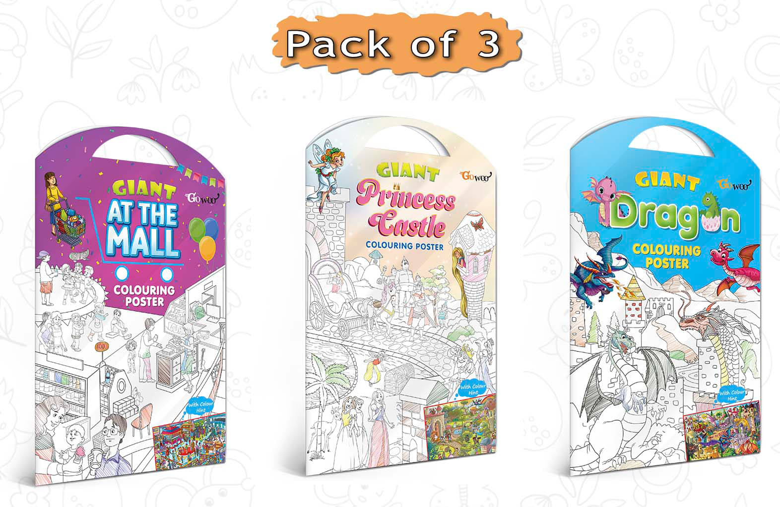 GIANT AT THE MALL COLOURING POSTER, GIANT PRINCESS CASTLE COLOURING POSTER and GIANT DRAGON COLOURING POSTER | Combo of 3 Posters I Stress-relieving posters GIANT AT THE MALL COLOURING POSTER, GIANT PRINCESS CASTLE COLOURING POSTER and GIANT DRAGON COLOURING POSTER | Combo of 3 Posters I Stress-relieving posters