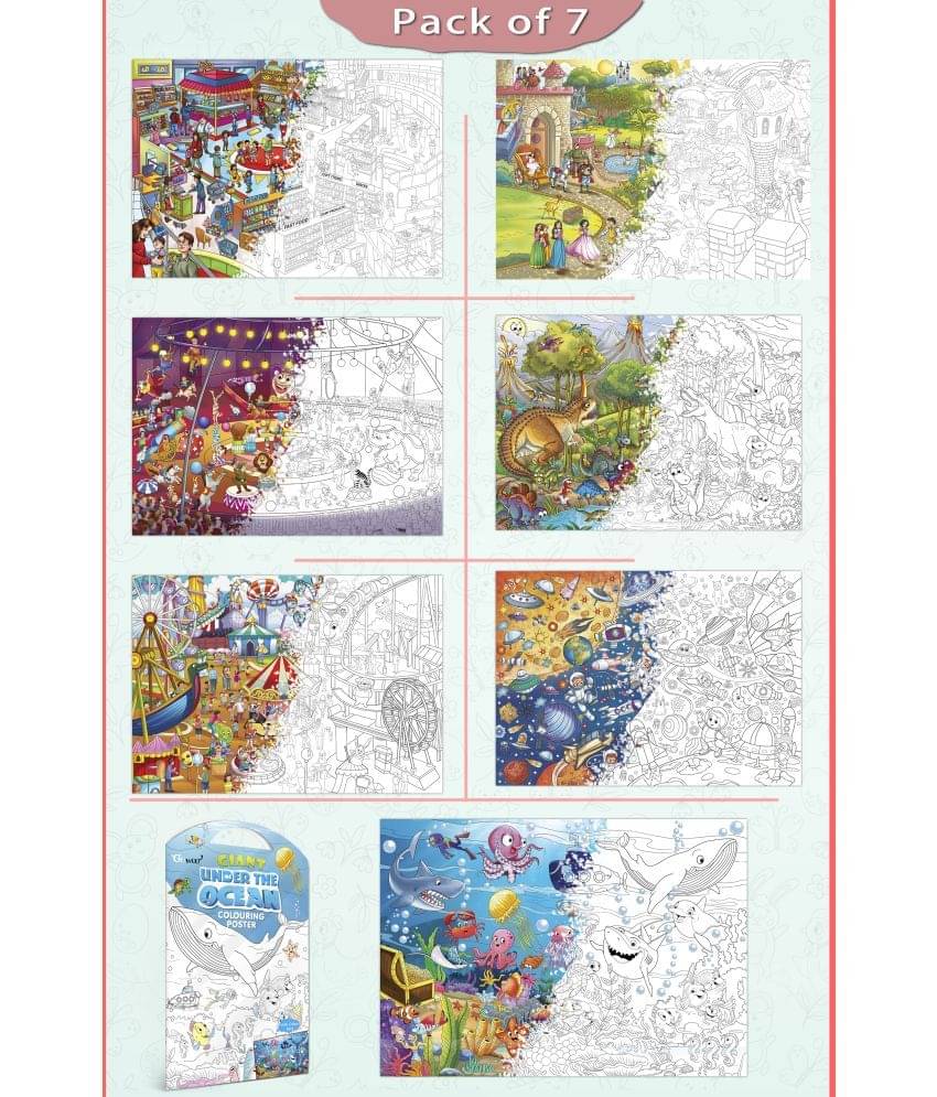 GIANT AT THE MALL COLOURING , GIANT PRINCESS CASTLE COLOURING , GIANT CIRCUS COLOURING , GIANT DINOSAUR COLOURING , GIANT AMUSEMENT PARK COLOURING , GIANT SPACE COLOURING and GIANT UNDER THE OCEAN COLOURING | Set of 7 GIANT AT THE MALL COLOURING , GIANT PRINCESS CASTLE COLOURING , GIANT CIRCUS COLOURING , GIANT DINOSAUR COLOURING , GIANT AMUSEMENT PARK COLOURING , GIANT SPACE COLOURING and GIANT UNDER THE OCEAN COLOURING | Set of 7