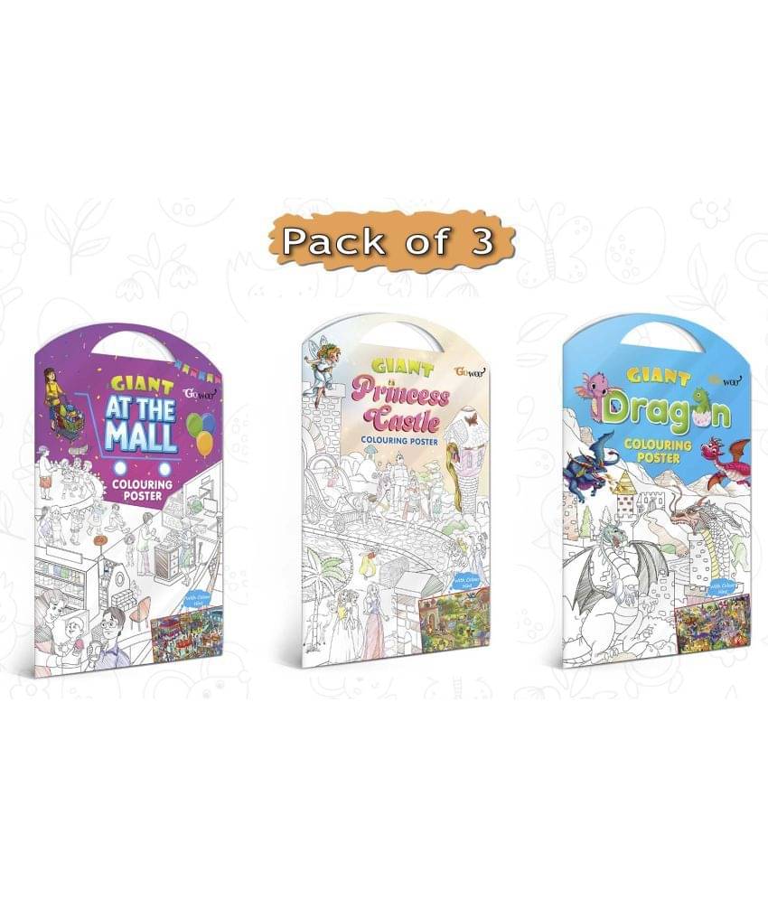 GIANT AT THE MALL COLOURING POSTER, GIANT PRINCESS CASTLE COLOURING POSTER and GIANT DRAGON COLOURING POSTER | Pack of 3 posters I perfect Gift for Growing Minds GIANT AT THE MALL COLOURING POSTER, GIANT PRINCESS CASTLE COLOURING POSTER and GIANT DRAGON COLOURING POSTER | Pack of 3 posters I perfect Gift for Growing Minds