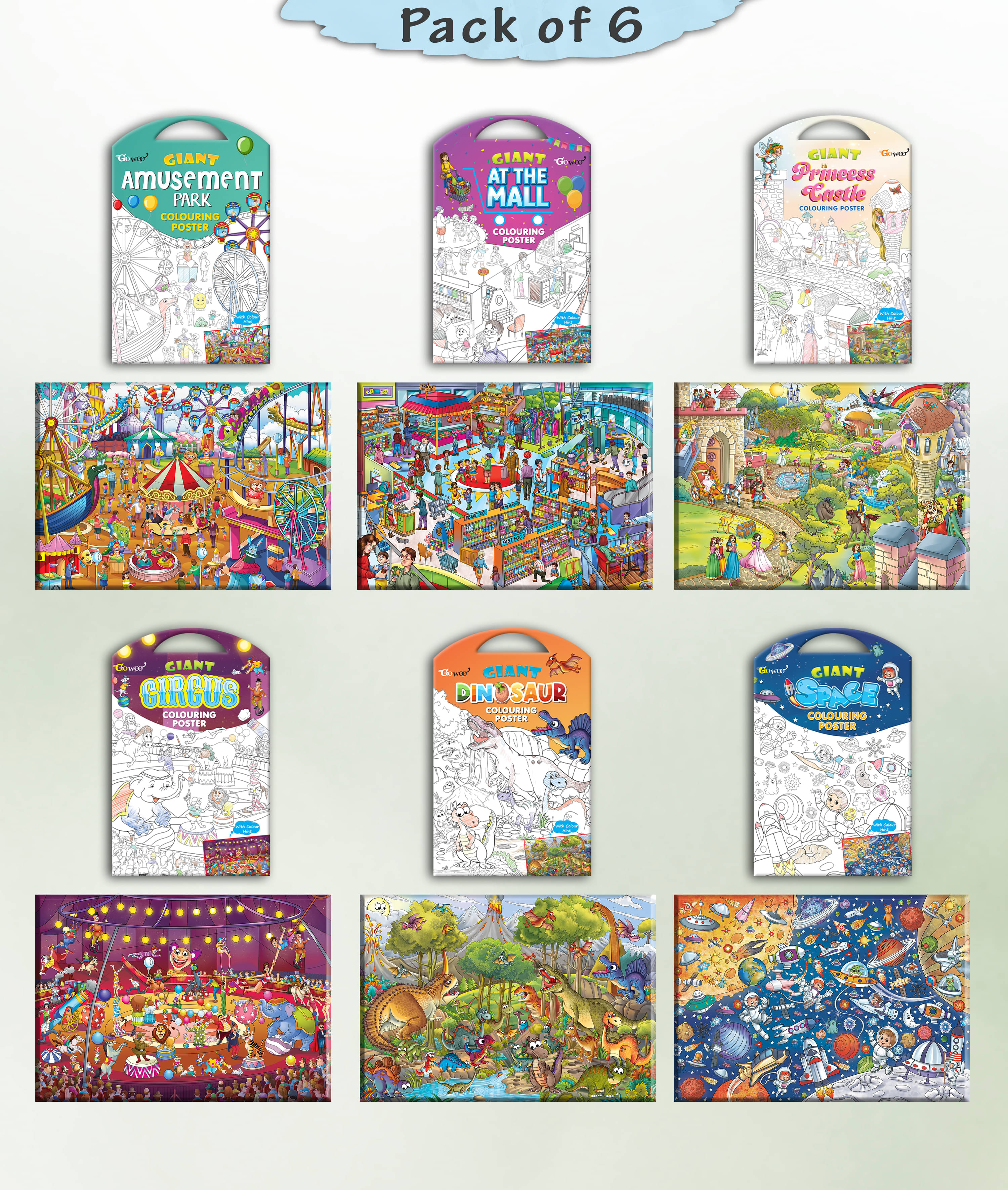 GIANT AT THE MALL COLOURING , GIANT PRINCESS CASTLE COLOURING , GIANT CIRCUS COLOURING , GIANT DINOSAUR COLOURING , GIANT AMUSEMENT PARK COLOURING and GIANT SPACE COLOURING | Pack of 6 s I Coloring s Gift Set for kids GIANT AT THE MALL COLOURING , GIANT PRINCESS CASTLE COLOURING , GIANT CIRCUS COLOURING , GIANT DINOSAUR COLOURING , GIANT AMUSEMENT PARK COLOURING and GIANT SPACE COLOURING | Pack of 6 s I Coloring s Gift Set for kids