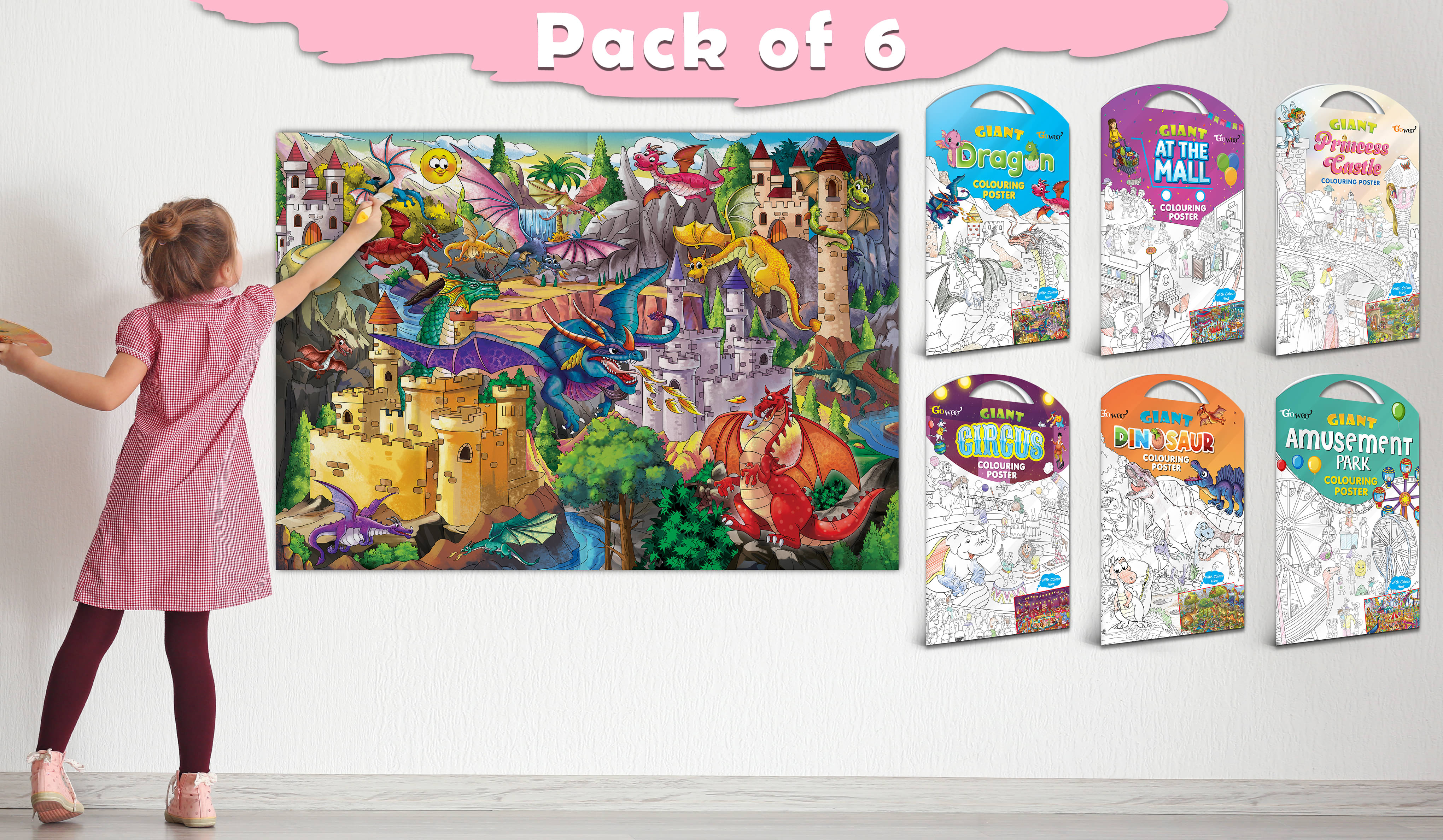 GIANT AT THE MALL COLOURING , GIANT PRINCESS CASTLE COLOURING , GIANT CIRCUS COLOURING , GIANT DINOSAUR COLOURING , GIANT AMUSEMENT PARK COLOURING and GIANT DRAGON COLOURING | Pack of 6 s I Happy Coloring Set GIANT AT THE MALL COLOURING , GIANT PRINCESS CASTLE COLOURING , GIANT CIRCUS COLOURING , GIANT DINOSAUR COLOURING , GIANT AMUSEMENT PARK COLOURING and GIANT DRAGON COLOURING | Pack of 6 s I Happy Coloring Set