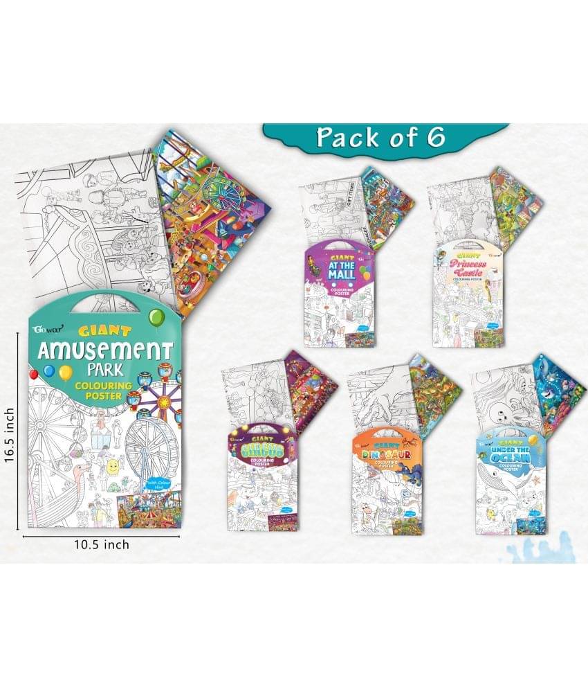 GIANT AT THE MALL COLOURING , GIANT PRINCESS CASTLE COLOURING , GIANT CIRCUS COLOURING , GIANT DINOSAUR COLOURING , GIANT AMUSEMENT PARK COLOURING and GIANT UNDER THE OCEAN COLOURING | Pack of 6 s I Artistic Coloring s Collection GIANT AT THE MALL COLOURING , GIANT PRINCESS CASTLE COLOURING , GIANT CIRCUS COLOURING , GIANT DINOSAUR COLOURING , GIANT AMUSEMENT PARK COLOURING and GIANT UNDER THE OCEAN COLOURING | Pack of 6 s I Artistic Coloring s Collection