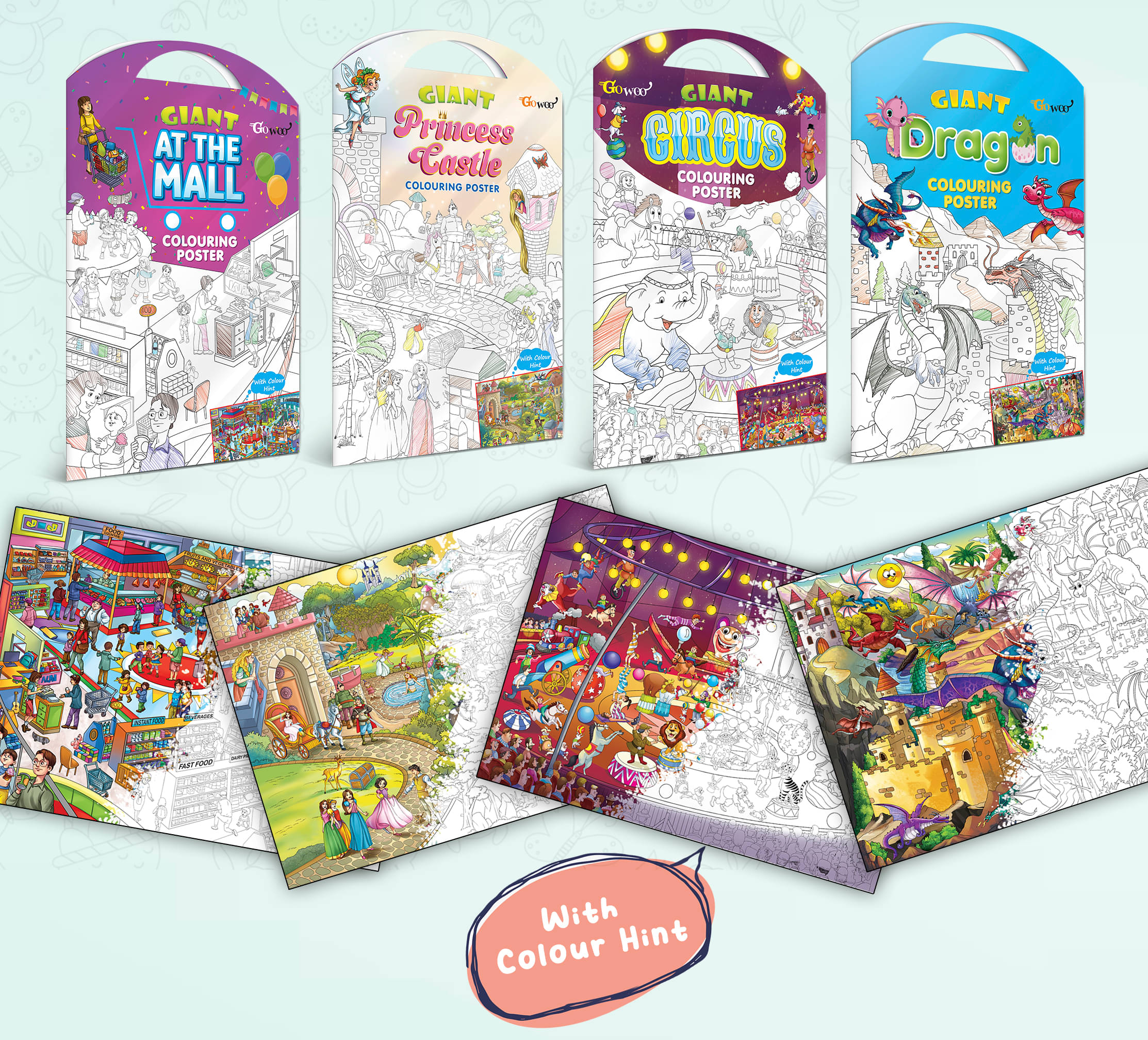 GIANT AT THE MALL COLOURING POSTER, GIANT PRINCESS CASTLE COLOURING POSTER, GIANT CIRCUS COLOURING POSTER and GIANT DRAGON COLOURING POSTER | Set of 4 Posters I Popular coloring posters GIANT AT THE MALL COLOURING POSTER, GIANT PRINCESS CASTLE COLOURING POSTER, GIANT CIRCUS COLOURING POSTER and GIANT DRAGON COLOURING POSTER | Set of 4 Posters I Popular coloring posters