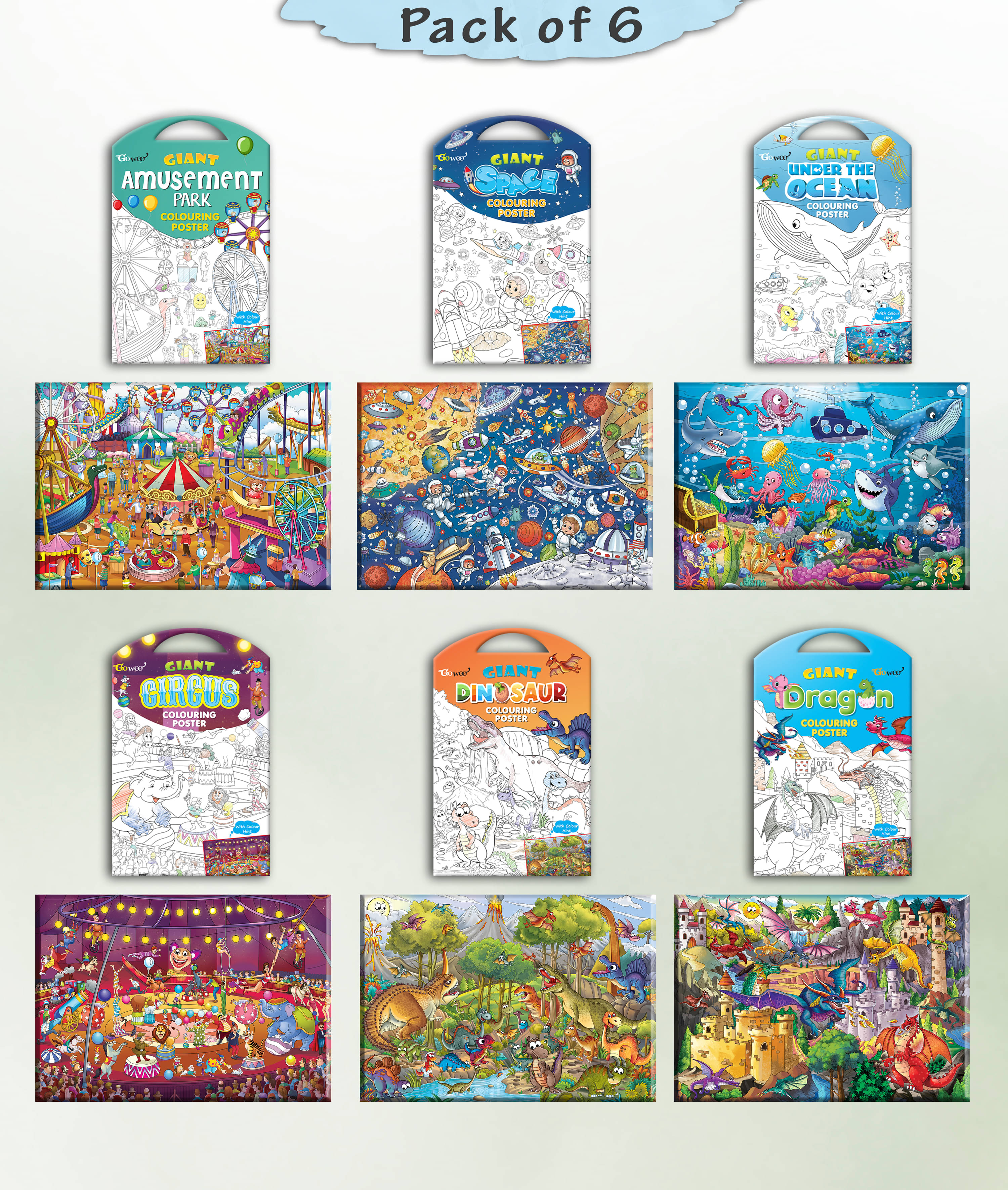 GIANT CIRCUS COLOURING , GIANT DINOSAUR COLOURING , GIANT AMUSEMENT PARK COLOURING , GIANT SPACE COLOURING , GIANT UNDER THE OCEAN COLOURING  and GIANT DRAGON COLOURING  | Combo pack of 6 s I Coloring s Giant Set     			GIANT CIRCUS COLOURING , GIANT DINOSAUR COLOURING , GIANT AMUSEMENT PARK COLOURING , GIANT SPACE COLOURING , GIANT UNDER THE OCEAN COLOURING  and GIANT DRAGON COLOURING  | Combo pack of 6 s I Coloring s Giant Set