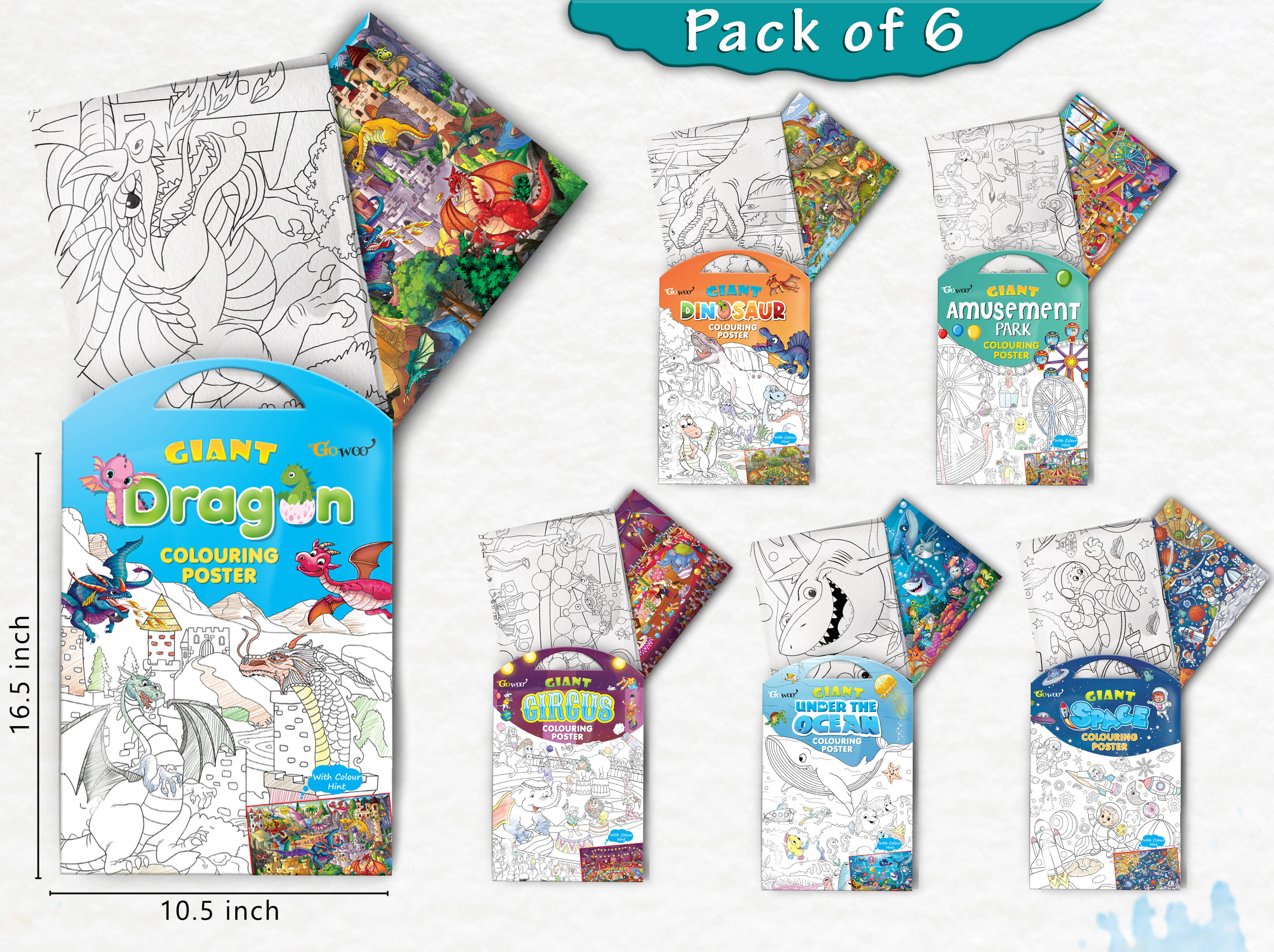 GIANT CIRCUS COLOURING , GIANT DINOSAUR COLOURING , GIANT AMUSEMENT PARK COLOURING , GIANT SPACE COLOURING , GIANT UNDER THE OCEAN COLOURING and GIANT DRAGON COLOURING | Gift Pack of 6 s I Exotic Escape Coloring Combo Set GIANT CIRCUS COLOURING , GIANT DINOSAUR COLOURING , GIANT AMUSEMENT PARK COLOURING , GIANT SPACE COLOURING , GIANT UNDER THE OCEAN COLOURING and GIANT DRAGON COLOURING | Gift Pack of 6 s I Exotic Escape Coloring Combo Set
