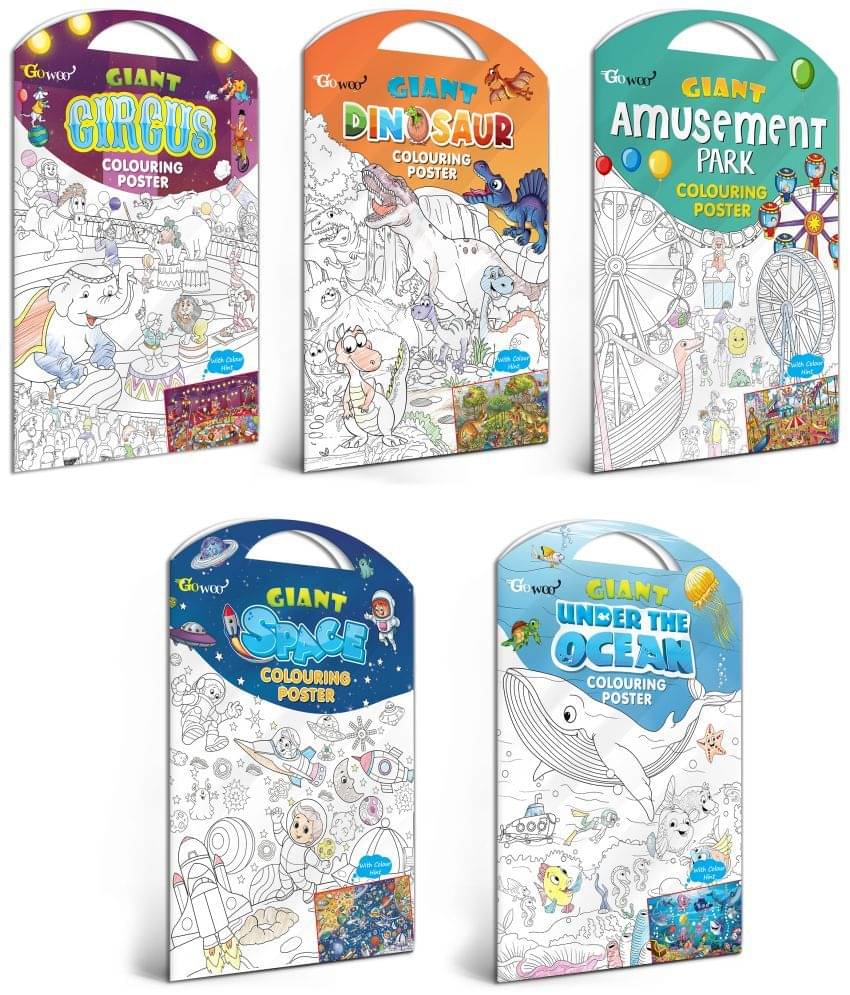 GIANT CIRCUS COLOURING POSTER, GIANT DINOSAUR COLOURING POSTER, GIANT AMUSEMENT PARK COLOURING POSTER, GIANT SPACE COLOURING POSTER and GIANT UNDER THE OCEAN COLOURING POSTER | Pack of 5 Posters I Coloring poster sets for kids GIANT CIRCUS COLOURING POSTER, GIANT DINOSAUR COLOURING POSTER, GIANT AMUSEMENT PARK COLOURING POSTER, GIANT SPACE COLOURING POSTER and GIANT UNDER THE OCEAN COLOURING POSTER | Pack of 5 Posters I Coloring poster sets for kids