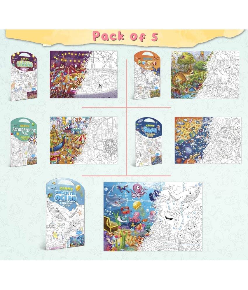 GIANT CIRCUS COLOURING POSTER, GIANT DINOSAUR COLOURING POSTER, GIANT AMUSEMENT PARK COLOURING POSTER, GIANT SPACE COLOURING POSTER and GIANT UNDER THE OCEAN COLOURING POSTER | Pack of 5 Posters I Art Therapy Coloring Combo Set for adults     			GIANT CIRCUS COLOURING POSTER, GIANT DINOSAUR COLOURING POSTER, GIANT AMUSEMENT PARK COLOURING POSTER, GIANT SPACE COLOURING POSTER and GIANT UNDER THE OCEAN COLOURING POSTER | Pack of 5 Posters I Art Therapy Coloring Combo Set for adults