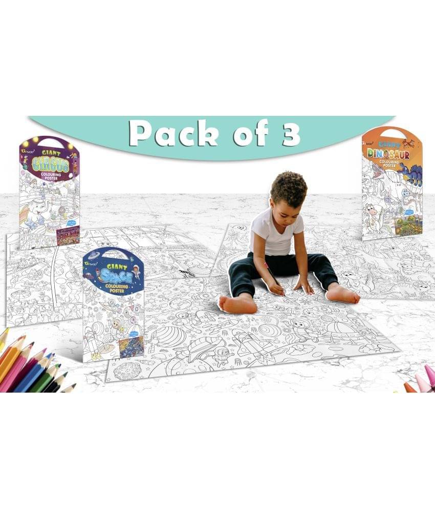 GIANT CIRCUS COLOURING POSTER, GIANT DINOSAUR COLOURING POSTER and GIANT SPACE COLOURING POSTER | Combo pack of 3 Posters I Giant Coloring Poster for Adults and Kids GIANT CIRCUS COLOURING POSTER, GIANT DINOSAUR COLOURING POSTER and GIANT SPACE COLOURING POSTER | Combo pack of 3 Posters I Giant Coloring Poster for Adults and Kids