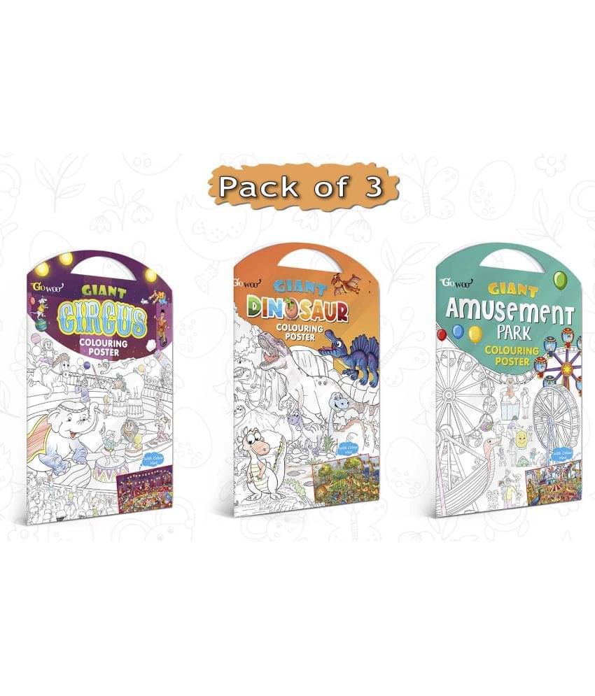 GIANT CIRCUS COLOURING POSTER, GIANT DINOSAUR COLOURING POSTER and GIANT AMUSEMENT PARK COLOURING POSTER | Pack of 3 Posters I Large coloring posters for kids     			GIANT CIRCUS COLOURING POSTER, GIANT DINOSAUR COLOURING POSTER and GIANT AMUSEMENT PARK COLOURING POSTER | Pack of 3 Posters I Large coloring posters for kids