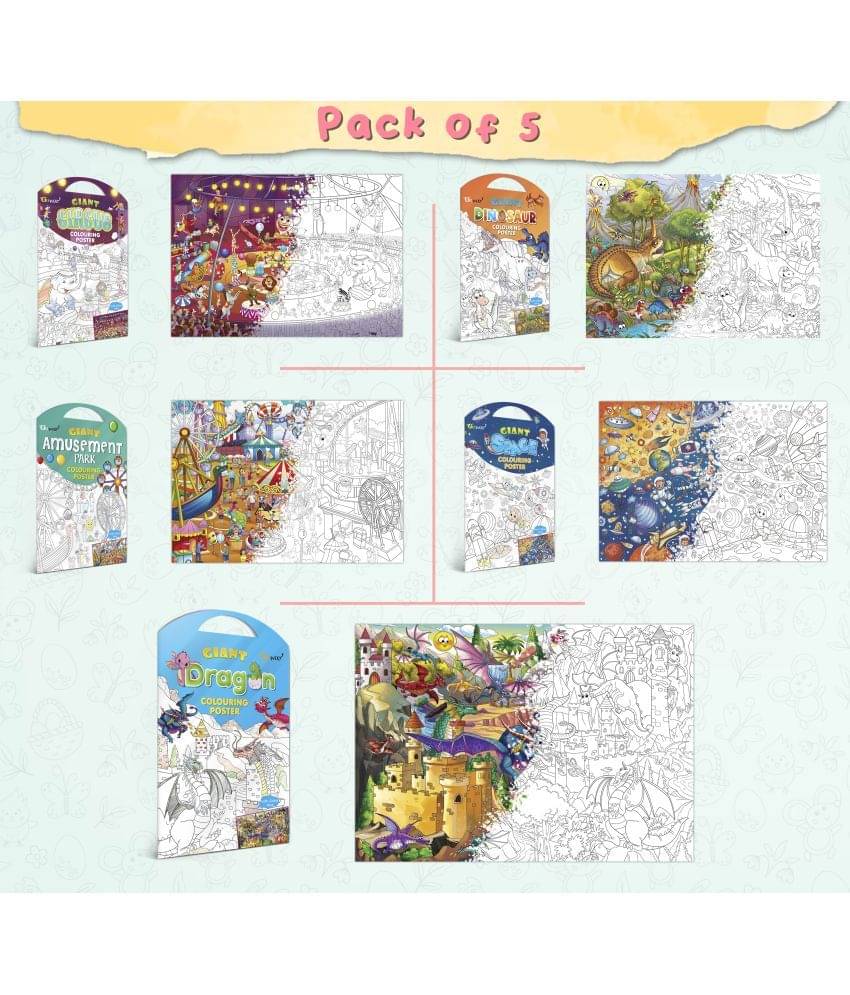 GIANT CIRCUS COLOURING POSTER, GIANT DINOSAUR COLOURING POSTER, GIANT AMUSEMENT PARK COLOURING POSTER, GIANT SPACE COLOURING POSTER and GIANT DRAGON COLOURING POSTER | Pack of 5 Posters I Dreamy Coloring Combo     			GIANT CIRCUS COLOURING POSTER, GIANT DINOSAUR COLOURING POSTER, GIANT AMUSEMENT PARK COLOURING POSTER, GIANT SPACE COLOURING POSTER and GIANT DRAGON COLOURING POSTER | Pack of 5 Posters I Dreamy Coloring Combo