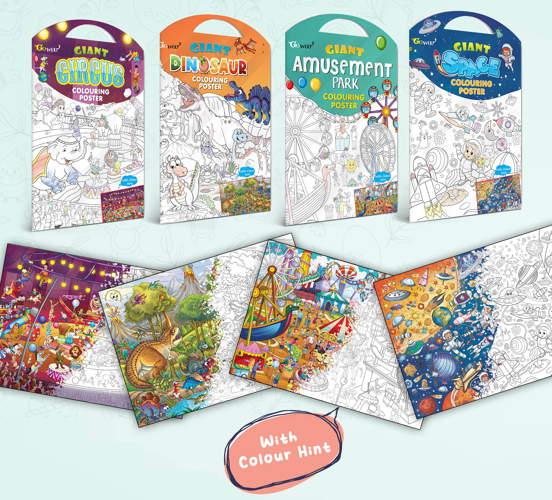GIANT CIRCUS COLOURING POSTER, GIANT DINOSAUR COLOURING POSTER, GIANT AMUSEMENT PARK COLOURING POSTER and GIANT SPACE COLOURING POSTER | Set of 4 Posters I coloring Posters Starter Kit GIANT CIRCUS COLOURING POSTER, GIANT DINOSAUR COLOURING POSTER, GIANT AMUSEMENT PARK COLOURING POSTER and GIANT SPACE COLOURING POSTER | Set of 4 Posters I coloring Posters Starter Kit
