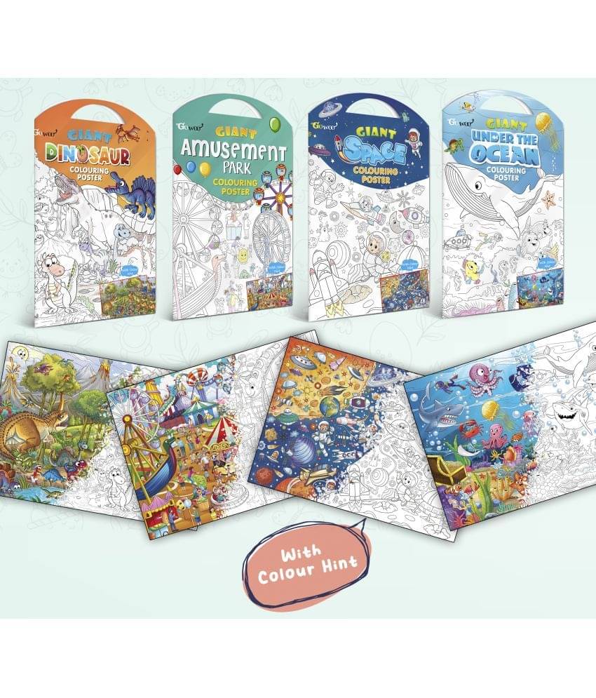 GIANT DINOSAUR COLOURING POSTER, GIANT AMUSEMENT PARK COLOURING POSTER, GIANT SPACE COLOURING POSTER and GIANT UNDER THE OCEAN COLOURING POSTER | Pack of 4 Posters I Coloring poster sets for kids GIANT DINOSAUR COLOURING POSTER, GIANT AMUSEMENT PARK COLOURING POSTER, GIANT SPACE COLOURING POSTER and GIANT UNDER THE OCEAN COLOURING POSTER | Pack of 4 Posters I Coloring poster sets for kids
