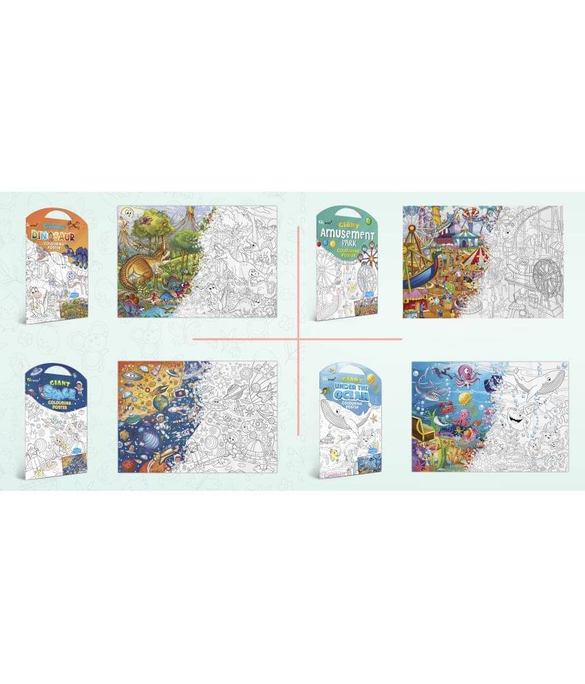 GIANT DINOSAUR COLOURING POSTER, GIANT AMUSEMENT PARK COLOURING POSTER, GIANT SPACE COLOURING POSTER and GIANT UNDER THE OCEAN COLOURING POSTER | Combo of 4 Posters I jumbo colouring poster for 9+ GIANT DINOSAUR COLOURING POSTER, GIANT AMUSEMENT PARK COLOURING POSTER, GIANT SPACE COLOURING POSTER and GIANT UNDER THE OCEAN COLOURING POSTER | Combo of 4 Posters I jumbo colouring poster for 9+