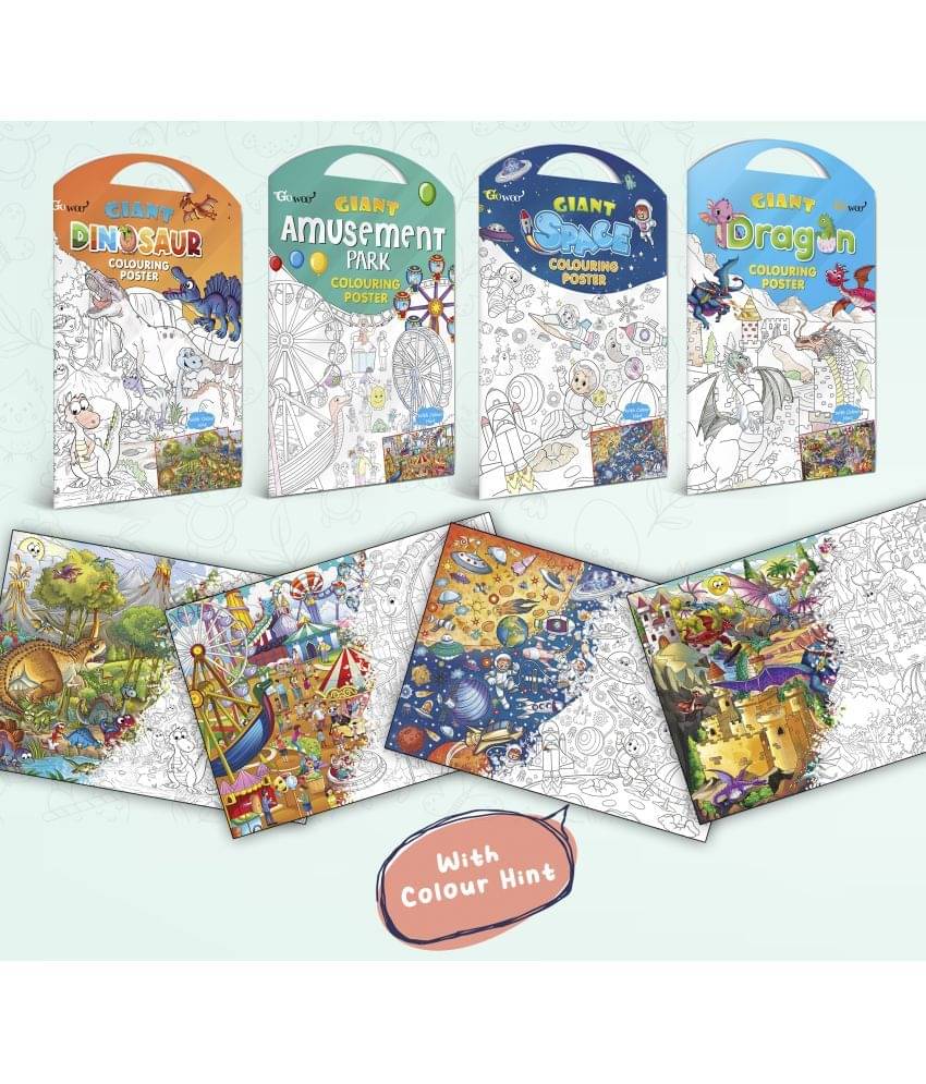 GIANT DINOSAUR COLOURING POSTER, GIANT AMUSEMENT PARK COLOURING POSTER, GIANT SPACE COLOURING POSTER and GIANT DRAGON COLOURING POSTER | Pack of 4 Posters I Coloring poster sets for kids GIANT DINOSAUR COLOURING POSTER, GIANT AMUSEMENT PARK COLOURING POSTER, GIANT SPACE COLOURING POSTER and GIANT DRAGON COLOURING POSTER | Pack of 4 Posters I Coloring poster sets for kids