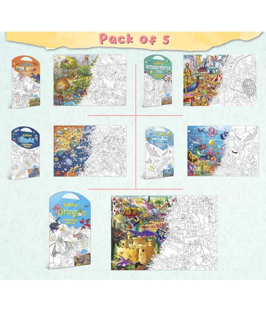 GIANT DINOSAUR COLOURING POSTER, GIANT AMUSEMENT PARK COLOURING POSTER, GIANT SPACE COLOURING POSTER, GIANT UNDER THE OCEAN COLOURING POSTER and GIANT DRAGON COLOURING POSTER | Combo pack of 5 Posters I Coloring Posters Collection GIANT DINOSAUR COLOURING POSTER, GIANT AMUSEMENT PARK COLOURING POSTER, GIANT SPACE COLOURING POSTER, GIANT UNDER THE OCEAN COLOURING POSTER and GIANT DRAGON COLOURING POSTER | Combo pack of 5 Posters I Coloring Posters Collection