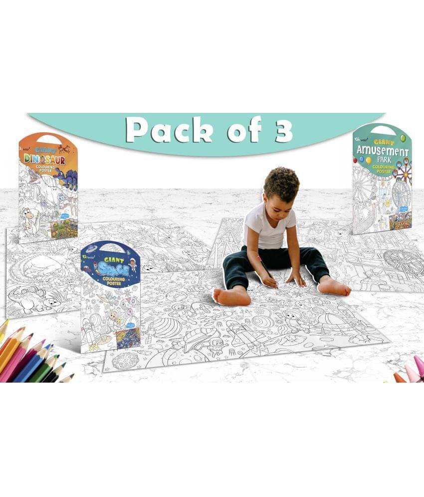 GIANT DINOSAUR COLOURING POSTER, GIANT AMUSEMENT PARK COLOURING POSTER and GIANT SPACE COLOURING POSTER | Pack of 3 Posters I Coloring Poster Bag Set GIANT DINOSAUR COLOURING POSTER, GIANT AMUSEMENT PARK COLOURING POSTER and GIANT SPACE COLOURING POSTER | Pack of 3 Posters I Coloring Poster Bag Set