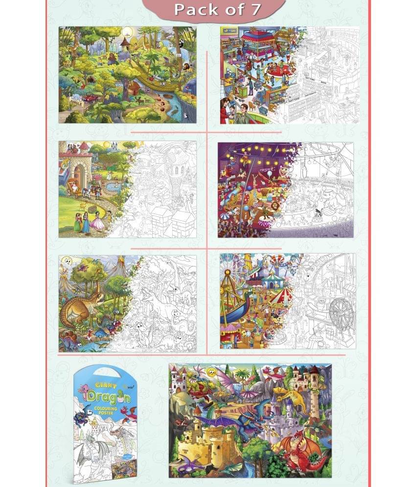 GIANT JUNGLE SAFARI COLOURING , GIANT AT THE MALL COLOURING , GIANT PRINCESS CASTLE COLOURING , GIANT CIRCUS COLOURING , GIANT DINOSAUR COLOURING , GIANT AMUSEMENT PARK COLOURING and GIANT DRAGON COLOURING | Combo pack of 2 s I Coloring s Value Pack GIANT JUNGLE SAFARI COLOURING , GIANT AT THE MALL COLOURING , GIANT PRINCESS CASTLE COLOURING , GIANT CIRCUS COLOURING , GIANT DINOSAUR COLOURING , GIANT AMUSEMENT PARK COLOURING and GIANT DRAGON COLOURING | Combo pack of 2 s I Coloring s Value Pack