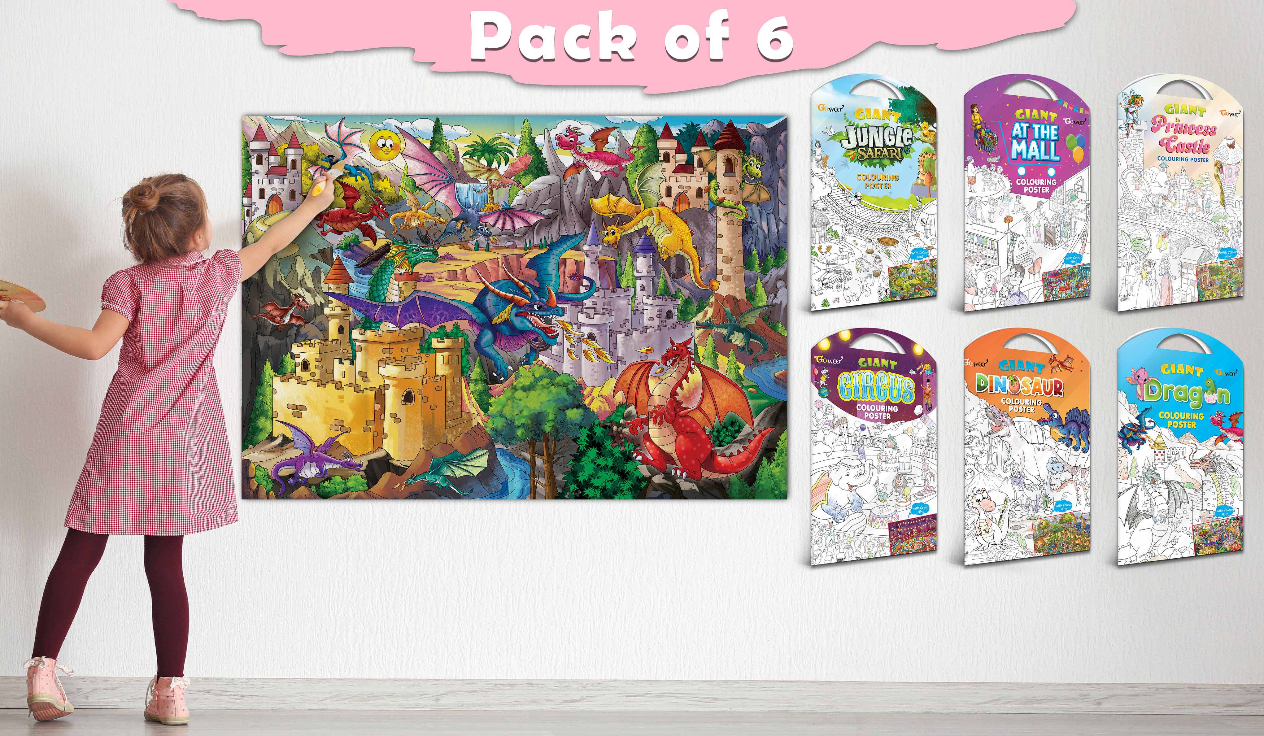 GIANT JUNGLE SAFARI COLOURING , GIANT AT THE MALL COLOURING , GIANT PRINCESS CASTLE COLOURING , GIANT CIRCUS COLOURING , GIANT DINOSAUR COLOURING and GIANT DRAGON COLOURING | Combo of 6 s I Coloring sets for children GIANT JUNGLE SAFARI COLOURING , GIANT AT THE MALL COLOURING , GIANT PRINCESS CASTLE COLOURING , GIANT CIRCUS COLOURING , GIANT DINOSAUR COLOURING and GIANT DRAGON COLOURING | Combo of 6 s I Coloring sets for children