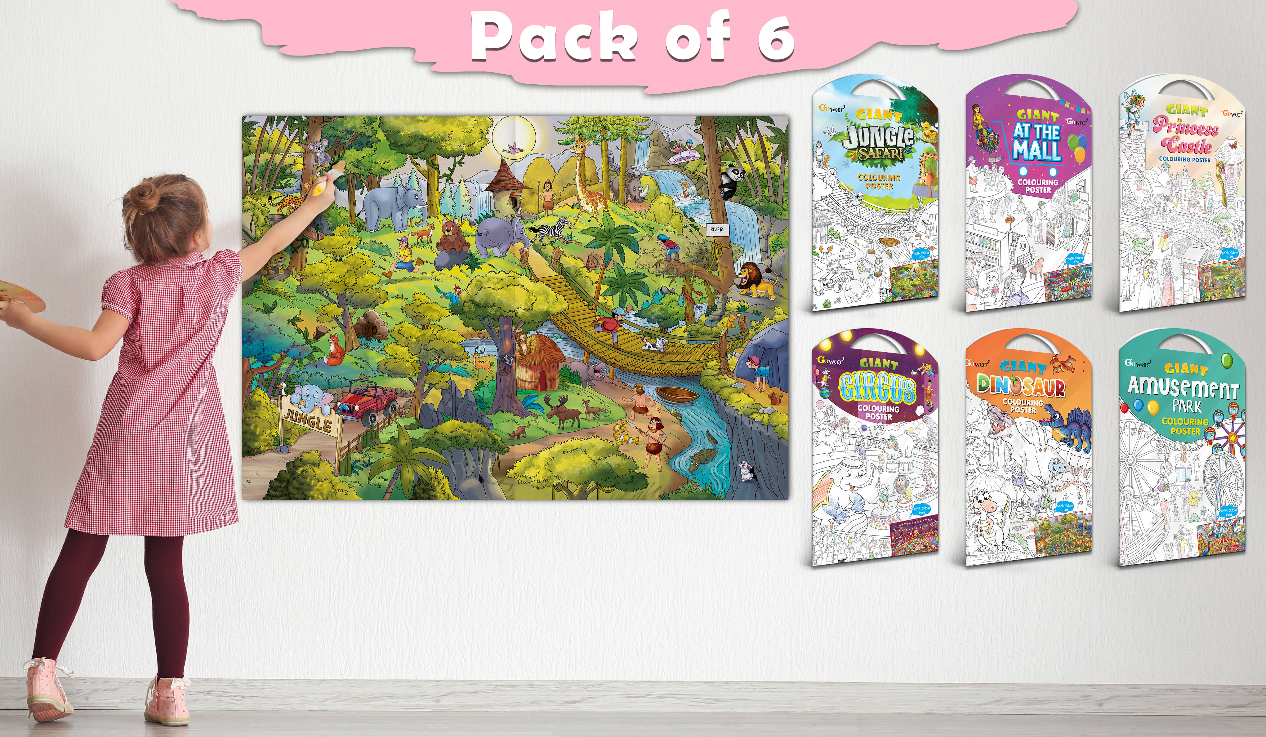 GIANT JUNGLE SAFARI COLOURING , GIANT AT THE MALL COLOURING , GIANT PRINCESS CASTLE COLOURING , GIANT CIRCUS COLOURING , GIANT DINOSAUR COLOURING and GIANT AMUSEMENT PARK COLOURING | Gift Pack of 6 s I Exotic Escape Coloring Combo Set GIANT JUNGLE SAFARI COLOURING , GIANT AT THE MALL COLOURING , GIANT PRINCESS CASTLE COLOURING , GIANT CIRCUS COLOURING , GIANT DINOSAUR COLOURING and GIANT AMUSEMENT PARK COLOURING | Gift Pack of 6 s I Exotic Escape Coloring Combo Set