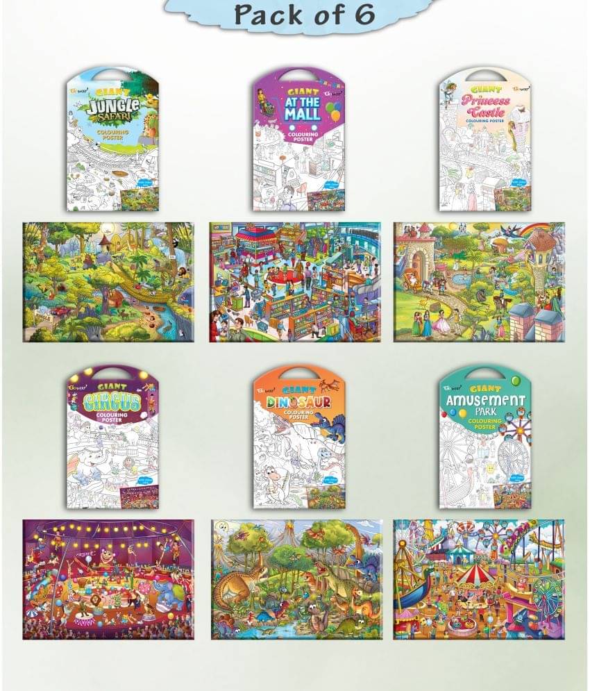 GIANT JUNGLE SAFARI COLOURING , GIANT AT THE MALL COLOURING , GIANT PRINCESS CASTLE COLOURING , GIANT CIRCUS COLOURING , GIANT DINOSAUR COLOURING and GIANT AMUSEMENT PARK COLOURING | Combo of 6 s I best colouring GIANT JUNGLE SAFARI COLOURING , GIANT AT THE MALL COLOURING , GIANT PRINCESS CASTLE COLOURING , GIANT CIRCUS COLOURING , GIANT DINOSAUR COLOURING and GIANT AMUSEMENT PARK COLOURING | Combo of 6 s I best colouring