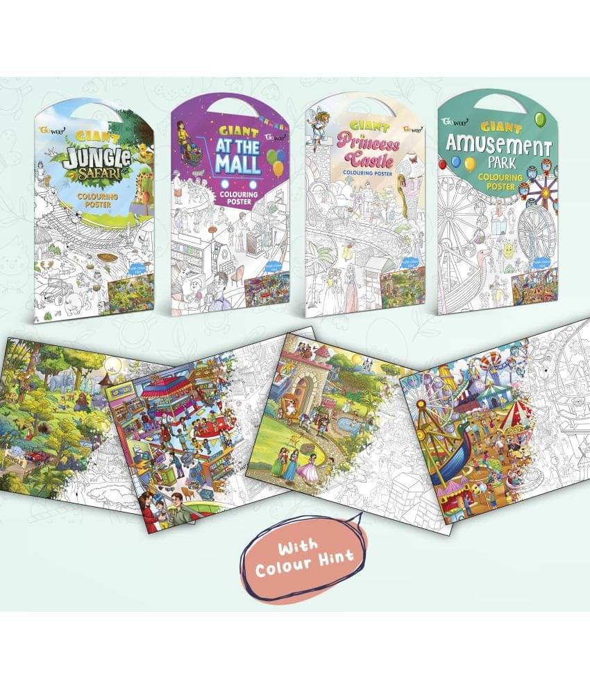 GIANT JUNGLE SAFARI COLOURING POSTER, GIANT AT THE MALL COLOURING POSTER, GIANT PRINCESS CASTLE COLOURING POSTER and GIANT AMUSEMENT PARK COLOURING POSTER | Pack of 4 Posters I kids Creative coloring posters GIANT JUNGLE SAFARI COLOURING POSTER, GIANT AT THE MALL COLOURING POSTER, GIANT PRINCESS CASTLE COLOURING POSTER and GIANT AMUSEMENT PARK COLOURING POSTER | Pack of 4 Posters I kids Creative coloring posters