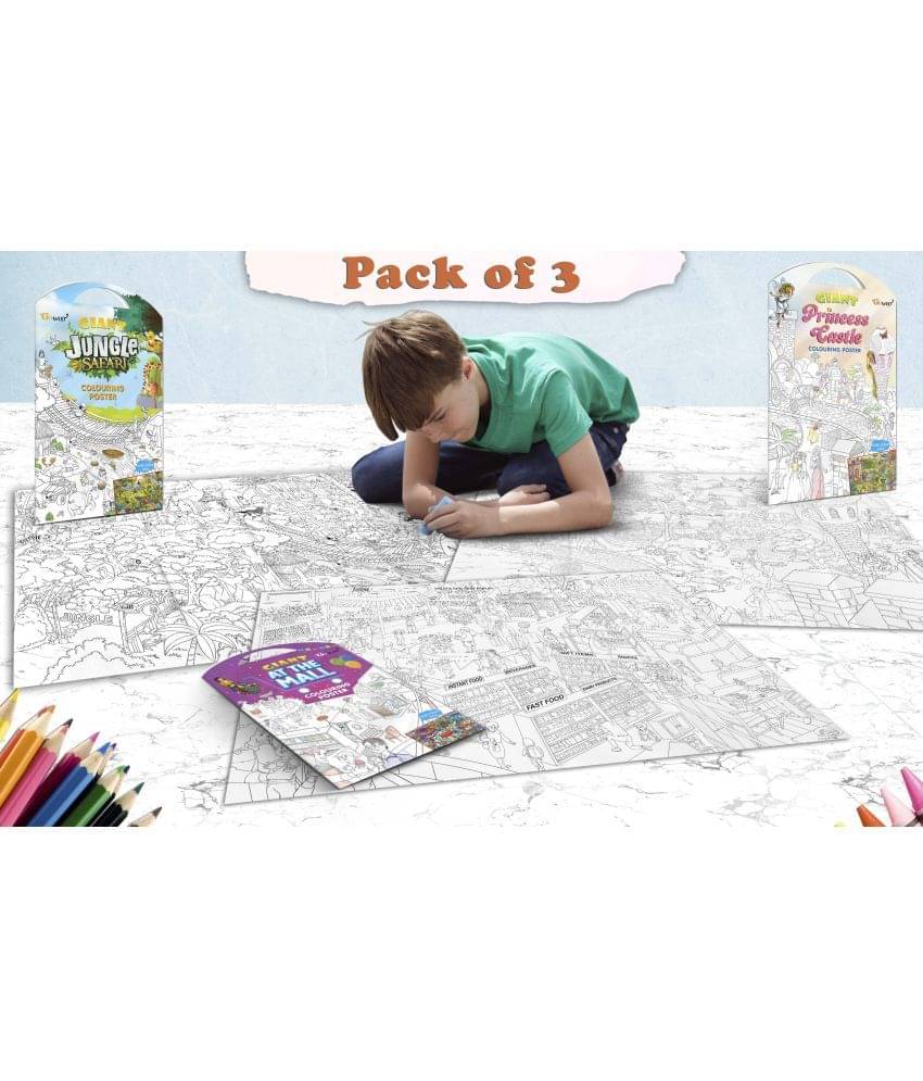 GIANT JUNGLE SAFARI COLOURING POSTER, GIANT AT THE MALL COLOURING POSTER and GIANT PRINCESS CASTLE COLOURING POSTER | Pack of 3 Posters I Artistic Coloring Posters GIANT JUNGLE SAFARI COLOURING POSTER, GIANT AT THE MALL COLOURING POSTER and GIANT PRINCESS CASTLE COLOURING POSTER | Pack of 3 Posters I Artistic Coloring Posters
