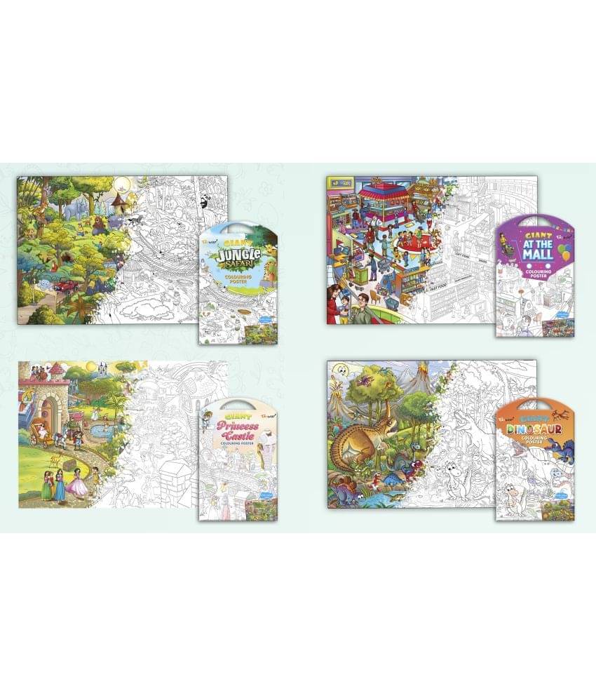 GIANT JUNGLE SAFARI COLOURING POSTER, GIANT AT THE MALL COLOURING POSTER, GIANT PRINCESS CASTLE COLOURING POSTER and GIANT DINOSAUR COLOURING POSTER Set of 4 Charts I Perfect match for creative minds GIANT JUNGLE SAFARI COLOURING POSTER, GIANT AT THE MALL COLOURING POSTER, GIANT PRINCESS CASTLE COLOURING POSTER and GIANT DINOSAUR COLOURING POSTER Set of 4 Charts I Perfect match for creative minds