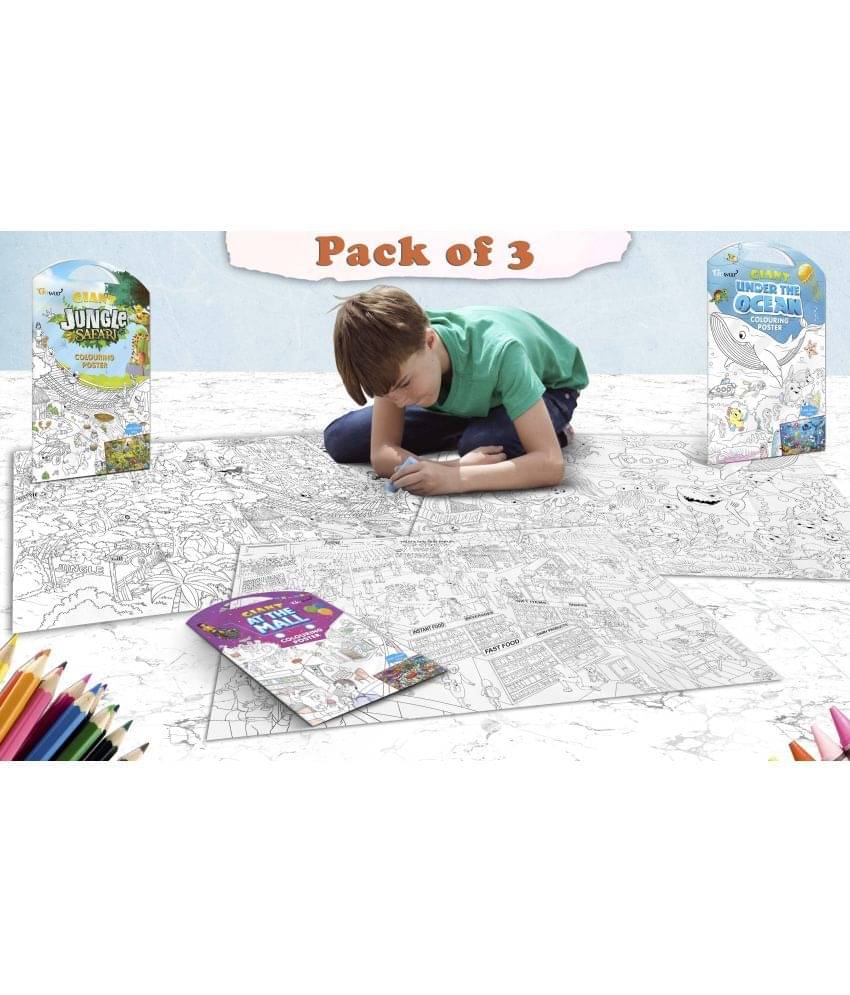 GIANT JUNGLE SAFARI COLOURING POSTER, GIANT AT THE MALL COLOURING POSTER and GIANT UNDER THE OCEAN COLOURING POSTER | Pack of 3 Posters I Coloring Poster Bag Set GIANT JUNGLE SAFARI COLOURING POSTER, GIANT AT THE MALL COLOURING POSTER and GIANT UNDER THE OCEAN COLOURING POSTER | Pack of 3 Posters I Coloring Poster Bag Set