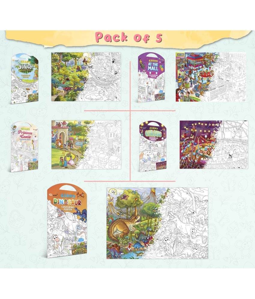 GIANT JUNGLE SAFARI COLOURING POSTER, GIANT AT THE MALL COLOURING POSTER, GIANT PRINCESS CASTLE COLOURING POSTER, GIANT CIRCUS COLOURING POSTER and GIANT DINOSAUR COLOURING POSTER | Combo pack of 5 Posters I Vibrant Coloring Pack GIANT JUNGLE SAFARI COLOURING POSTER, GIANT AT THE MALL COLOURING POSTER, GIANT PRINCESS CASTLE COLOURING POSTER, GIANT CIRCUS COLOURING POSTER and GIANT DINOSAUR COLOURING POSTER | Combo pack of 5 Posters I Vibrant Coloring Pack