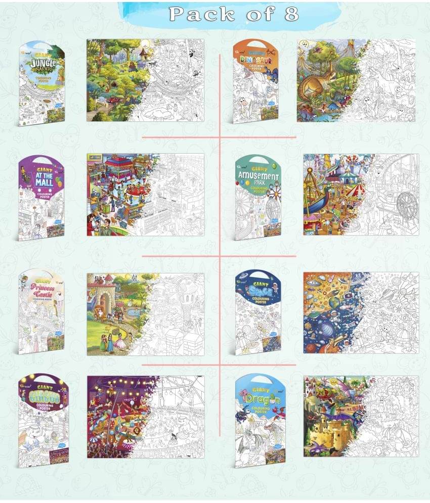 GIANT JUNGLE SAFARI, GIANT AT THE MALL, GIANT PRINCESS CASTLE, GIANT CIRCUS, GIANT DINOSAUR, GIANT AMUSEMENT PARK, GIANT SPACE and GIANT DRAGON | Gift Pack of 8 s I best birthday gift for children GIANT JUNGLE SAFARI, GIANT AT THE MALL, GIANT PRINCESS CASTLE, GIANT CIRCUS, GIANT DINOSAUR, GIANT AMUSEMENT PARK, GIANT SPACE and GIANT DRAGON | Gift Pack of 8 s I best birthday gift for children