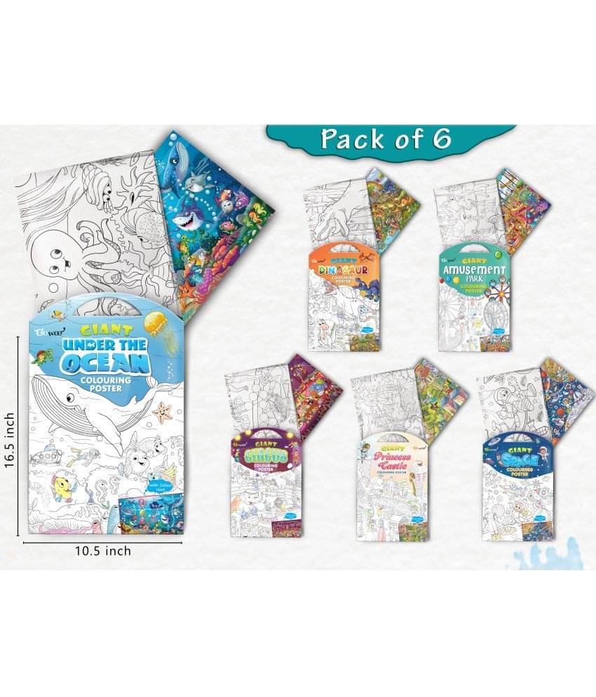 GIANT PRINCESS CASTLE COLOURING , GIANT CIRCUS COLOURING , GIANT DINOSAUR COLOURING , GIANT AMUSEMENT PARK COLOURING , GIANT SPACE COLOURING and GIANT UNDER THE OCEAN COLOURING | Pack of 6 s I Coloring s Gift Set for kids GIANT PRINCESS CASTLE COLOURING , GIANT CIRCUS COLOURING , GIANT DINOSAUR COLOURING , GIANT AMUSEMENT PARK COLOURING , GIANT SPACE COLOURING and GIANT UNDER THE OCEAN COLOURING | Pack of 6 s I Coloring s Gift Set for kids