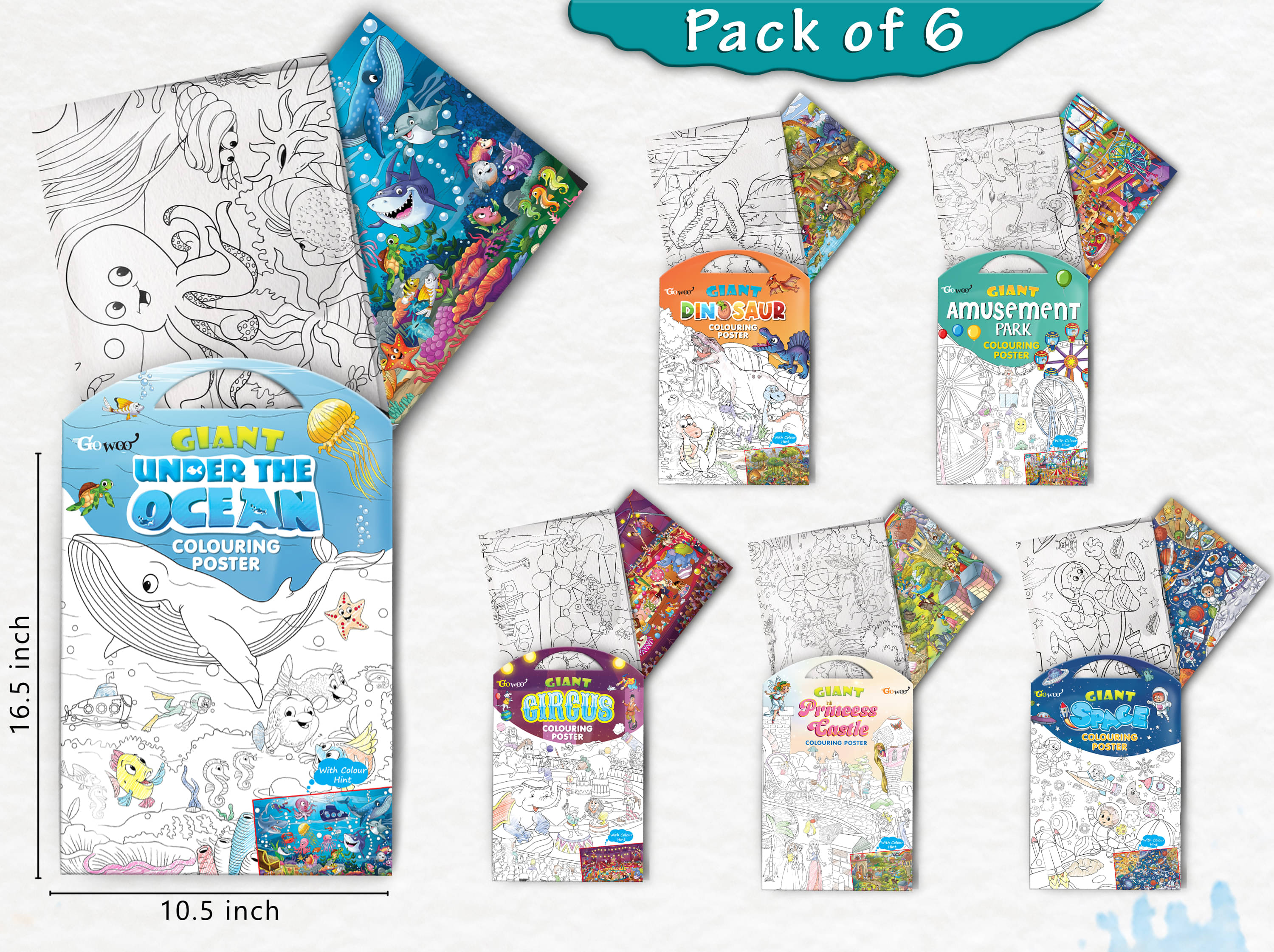 GIANT PRINCESS CASTLE COLOURING , GIANT CIRCUS COLOURING , GIANT DINOSAUR COLOURING , GIANT AMUSEMENT PARK COLOURING , GIANT SPACE COLOURING and GIANT UNDER THE OCEAN COLOURING | Set of 6 s I Peaceful Coloring Combo GIANT PRINCESS CASTLE COLOURING , GIANT CIRCUS COLOURING , GIANT DINOSAUR COLOURING , GIANT AMUSEMENT PARK COLOURING , GIANT SPACE COLOURING and GIANT UNDER THE OCEAN COLOURING | Set of 6 s I Peaceful Coloring Combo