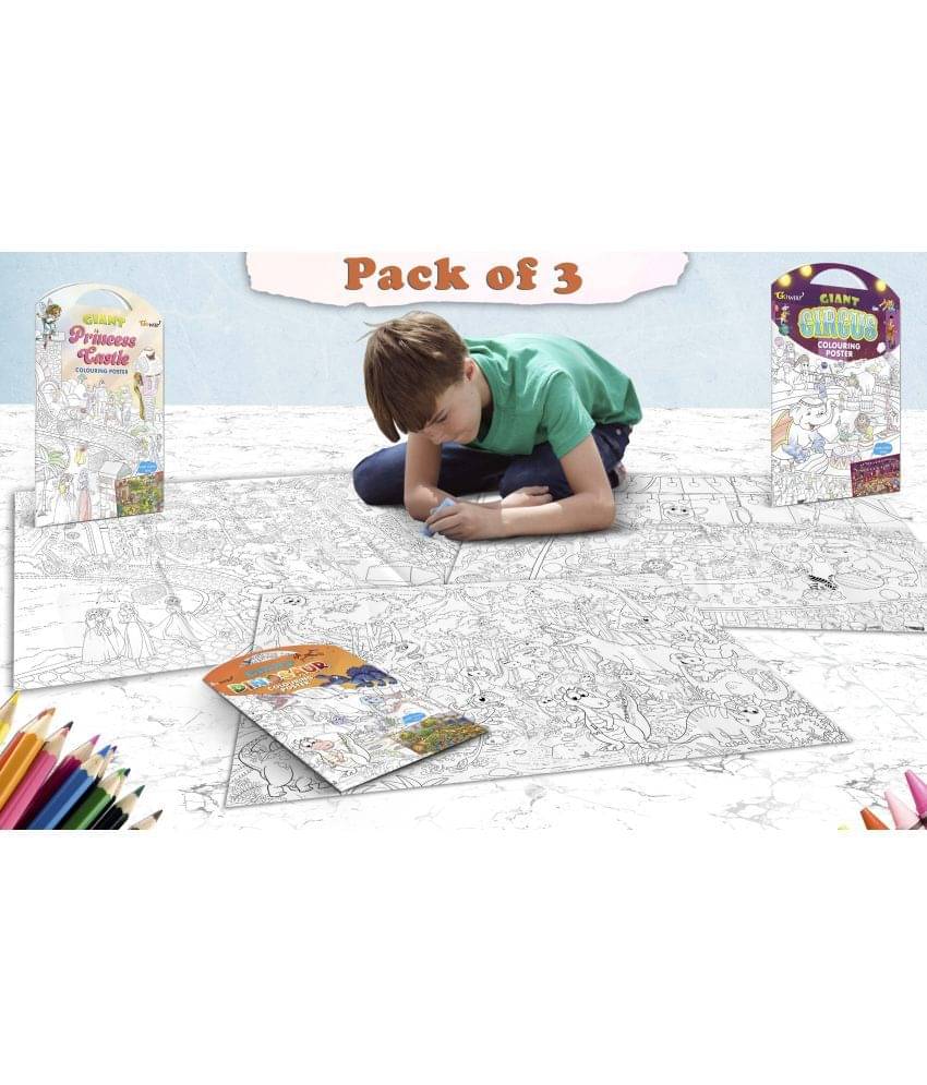 GIANT PRINCESS CASTLE COLOURING POSTER, GIANT CIRCUS COLOURING POSTER and GIANT DINOSAUR COLOURING POSTER | Gift Pack of 3 Posters I Mindfulness Coloring Poster Gift Set     			GIANT PRINCESS CASTLE COLOURING POSTER, GIANT CIRCUS COLOURING POSTER and GIANT DINOSAUR COLOURING POSTER | Gift Pack of 3 Posters I Mindfulness Coloring Poster Gift Set
