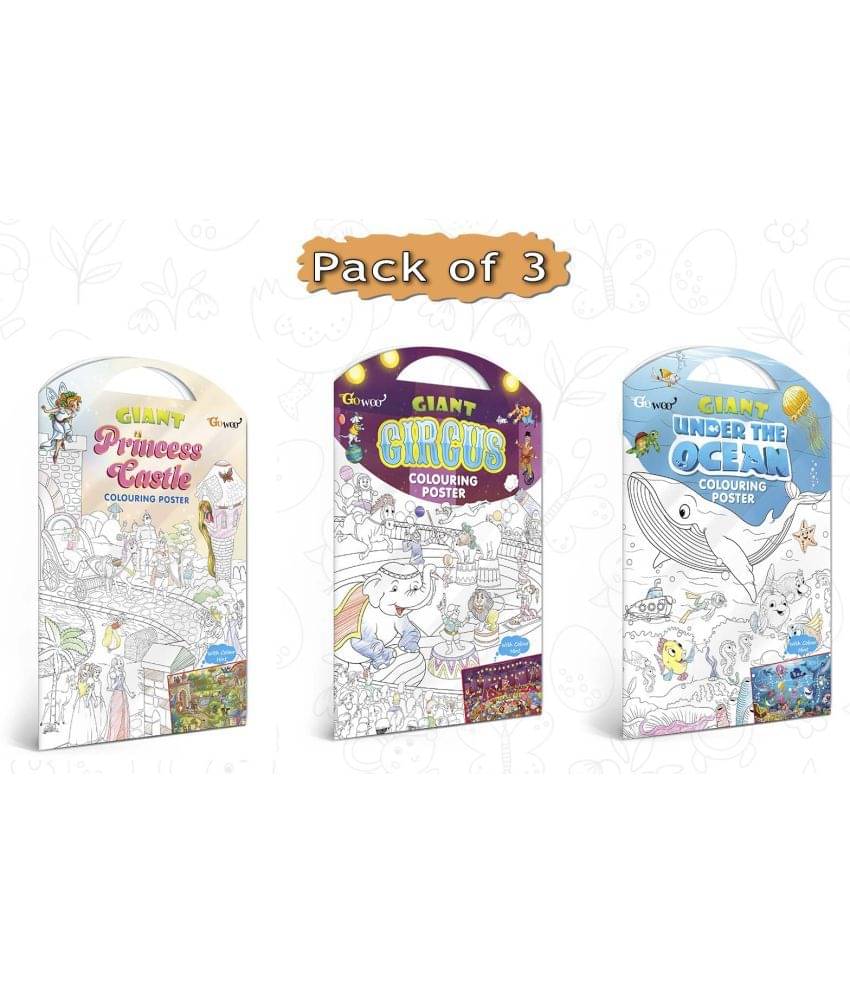     			GIANT PRINCESS CASTLE COLOURING POSTER, GIANT CIRCUS COLOURING POSTER and GIANT UNDER THE OCEAN COLOURING POSTER | Set of 3 Charts I Perfect match for creative minds