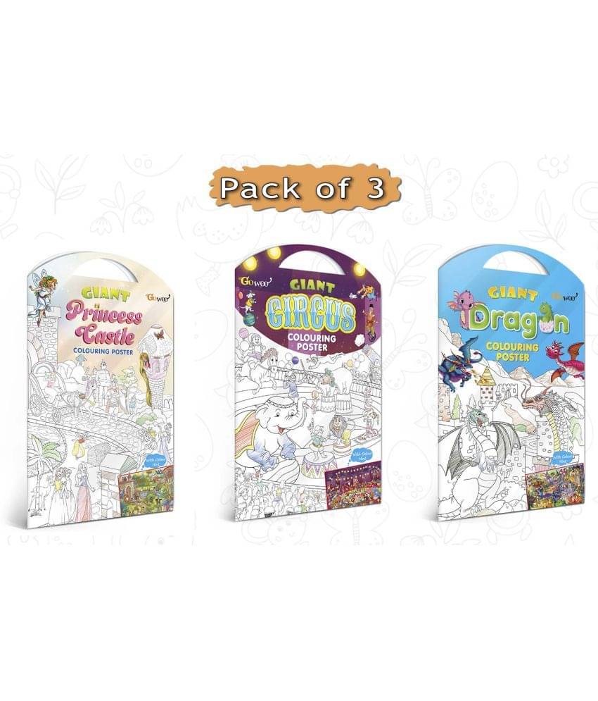 GIANT PRINCESS CASTLE COLOURING POSTER, GIANT CIRCUS COLOURING POSTER and GIANT DRAGON COLOURING POSTER | Pack of 3 Posters I Coloring Poster Bag Set GIANT PRINCESS CASTLE COLOURING POSTER, GIANT CIRCUS COLOURING POSTER and GIANT DRAGON COLOURING POSTER | Pack of 3 Posters I Coloring Poster Bag Set