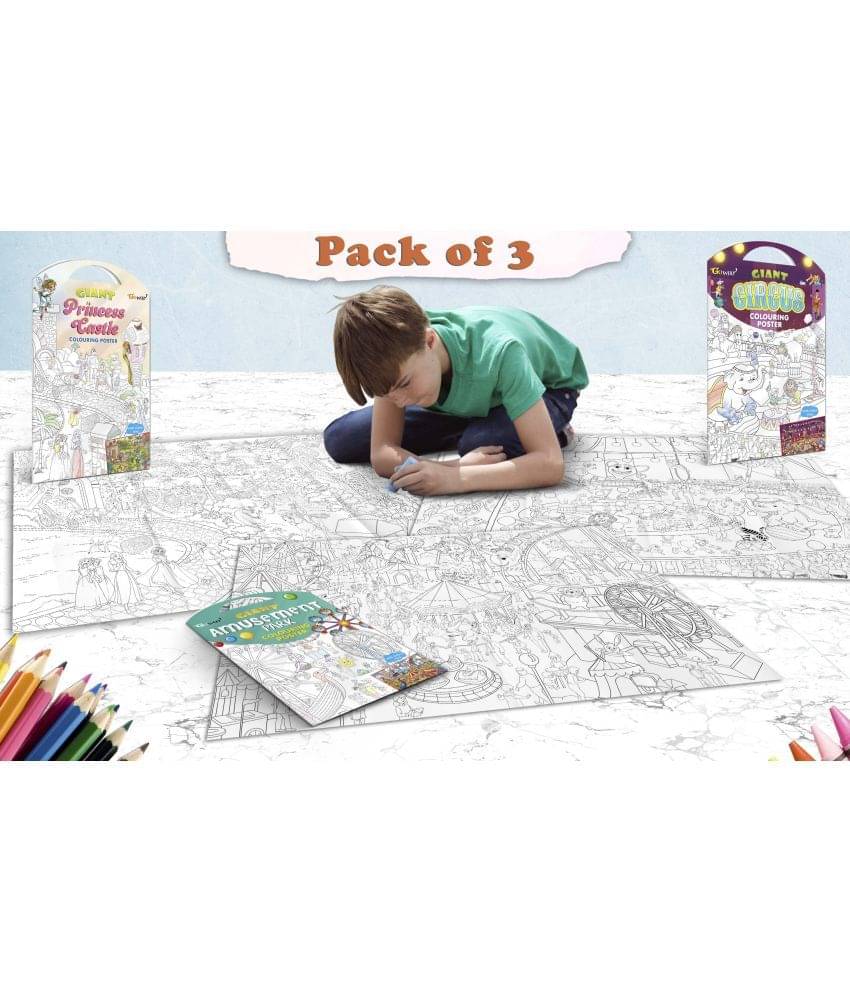 GIANT PRINCESS CASTLE COLOURING POSTER, GIANT CIRCUS COLOURING POSTER and GIANT AMUSEMENT PARK COLOURING POSTER | Set of 3 Charts I Perfect match for creative minds GIANT PRINCESS CASTLE COLOURING POSTER, GIANT CIRCUS COLOURING POSTER and GIANT AMUSEMENT PARK COLOURING POSTER | Set of 3 Charts I Perfect match for creative minds