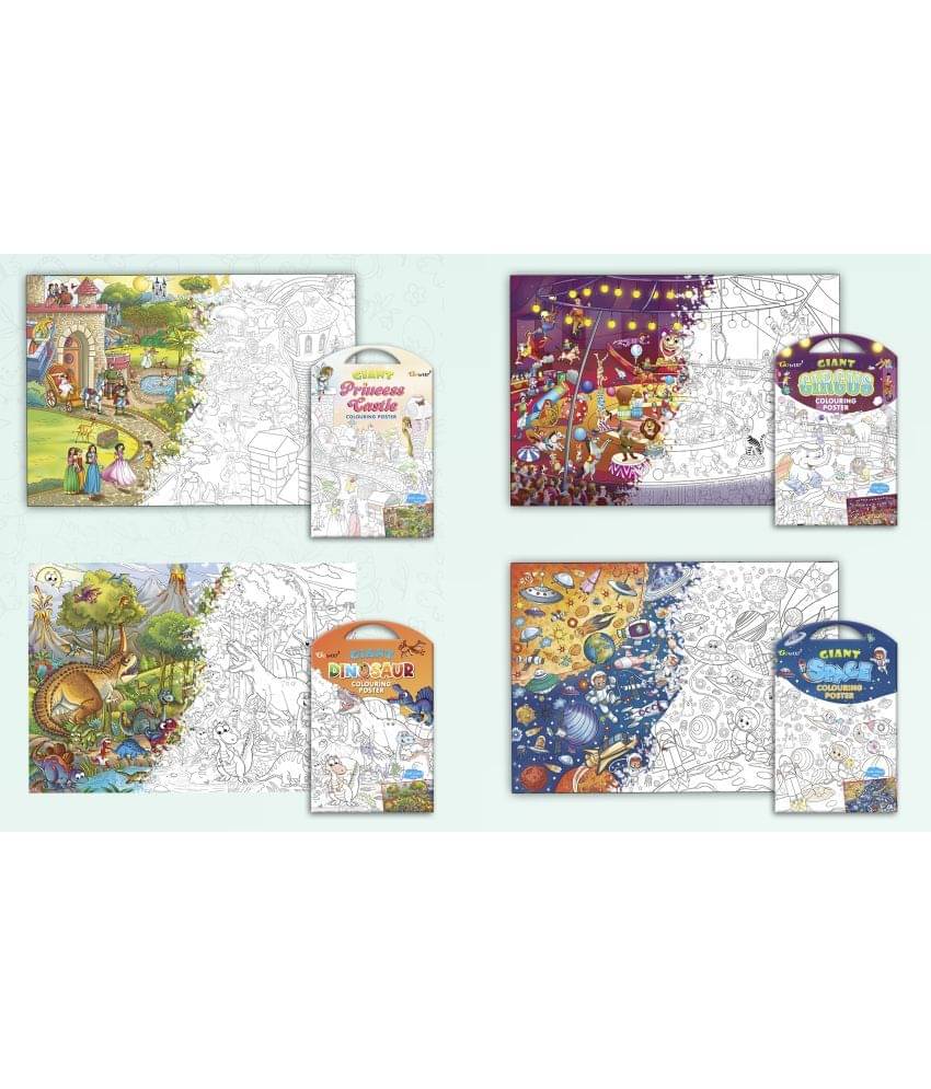 GIANT PRINCESS CASTLE COLOURING POSTER, GIANT CIRCUS COLOURING POSTER, GIANT DINOSAUR COLOURING POSTER and GIANT SPACE COLOURING POSTER | Set of 4 Posters I Popular coloring posters     			GIANT PRINCESS CASTLE COLOURING POSTER, GIANT CIRCUS COLOURING POSTER, GIANT DINOSAUR COLOURING POSTER and GIANT SPACE COLOURING POSTER | Set of 4 Posters I Popular coloring posters