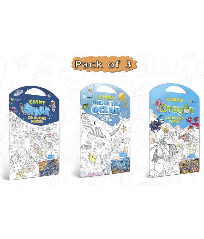 GIANT SPACE COLOURING POSTER, GIANT UNDER THE OCEAN COLOURING POSTER and GIANT DRAGON COLOURING POSTER | Set of 3 Charts I Perfect match for creative minds GIANT SPACE COLOURING POSTER, GIANT UNDER THE OCEAN COLOURING POSTER and GIANT DRAGON COLOURING POSTER | Set of 3 Charts I Perfect match for creative minds