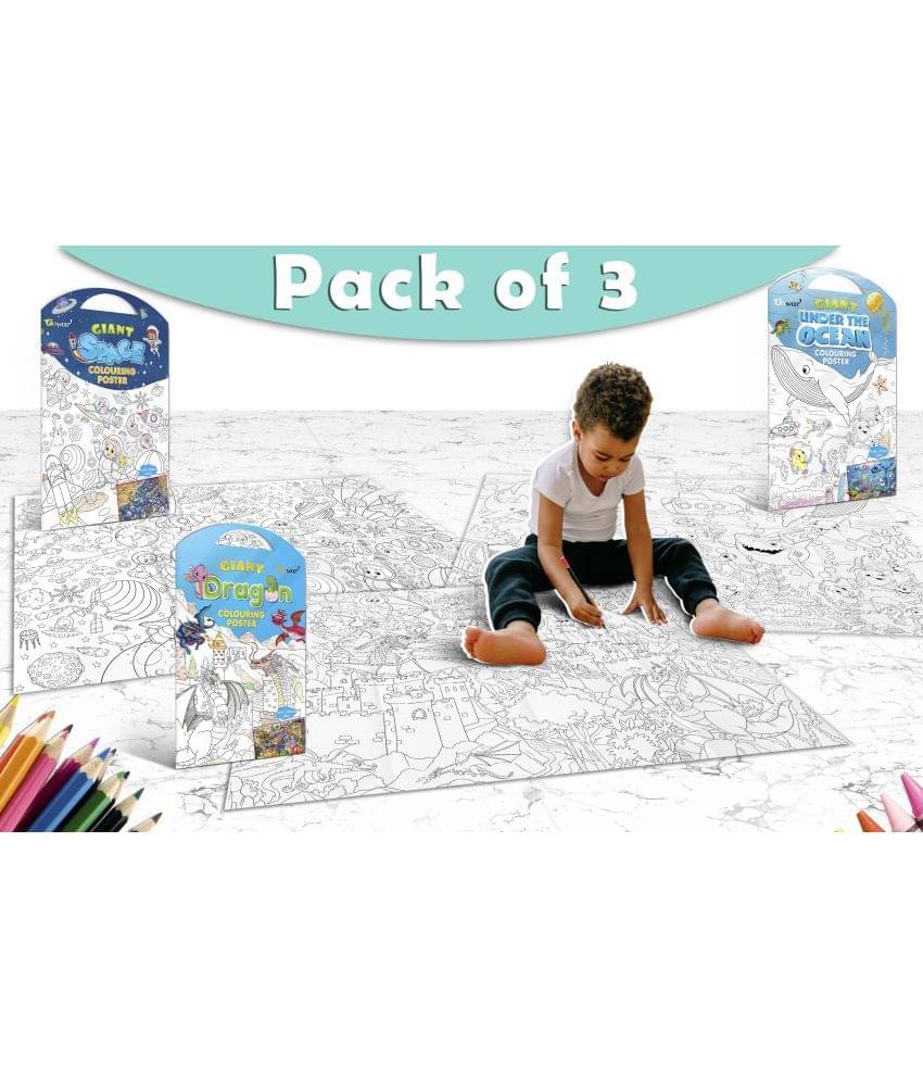     			GIANT SPACE COLOURING POSTER, GIANT UNDER THE OCEAN COLOURING POSTER and GIANT DRAGON COLOURING POSTER | Set of 3 Posters I Best Quality coloring posters