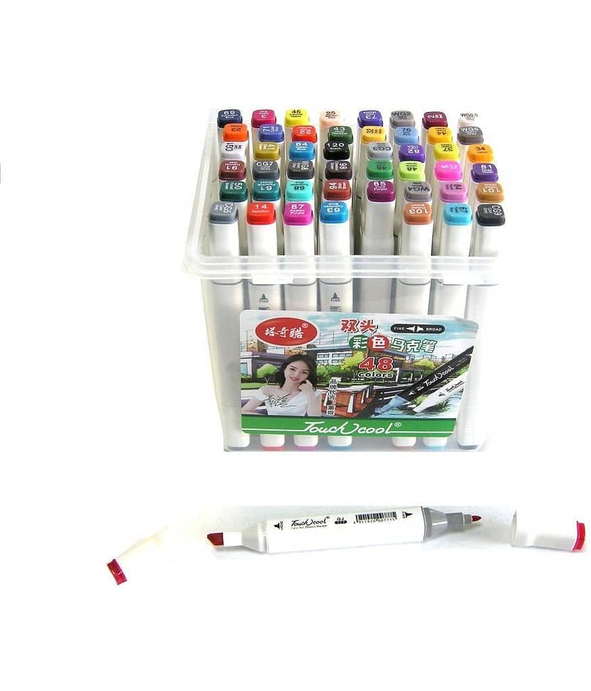 Gifmor 48 Color Touchcool Alcohol Based Dual Tip For Sketching, Coloring & Illustration Fine And Broad Nib Sketch Pens (Set Of 1, Multicolor) - Stationery | Buy online on ZillyBuy