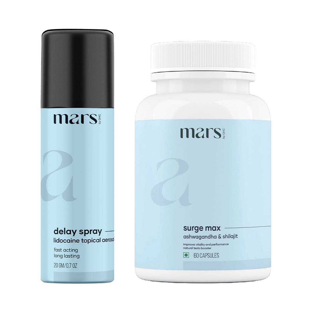     			Mars by GHC Energy Booster Combo Pack for Men - Delay Long Last Spray & Surge Max Capsules - Better Performance & Energy - (Set of 2)