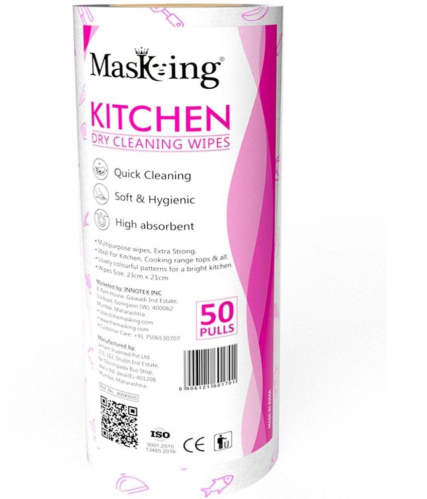     			Masking Non-Woven Reusable & Washable Multi Surface Cleaner Wipes Pink 50 no.s