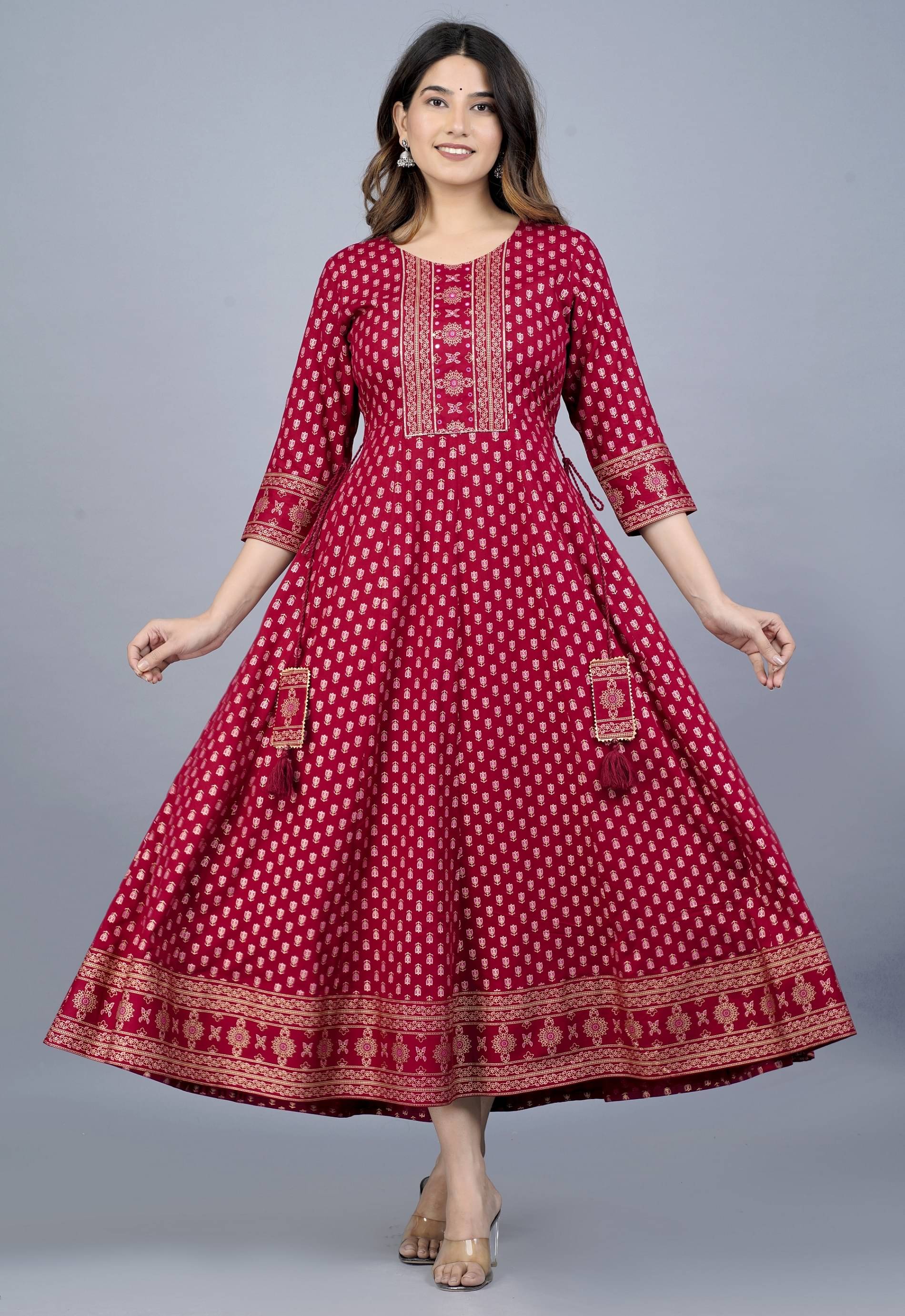 Mishree Collection - Maroon Rayon Women's Anarkali Kurti ( Pack of 1 ) Mishree Collection - Maroon Rayon Women's Anarkali Kurti ( Pack of 1 )