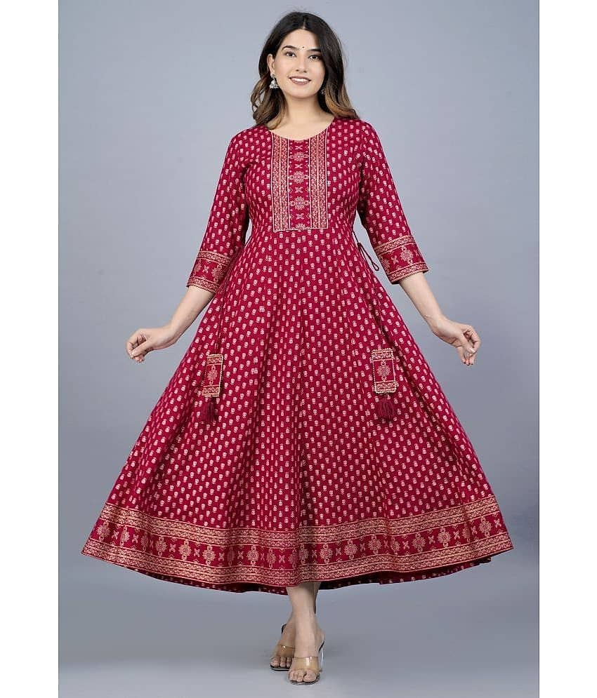 Mishree Collection - Maroon Rayon Women's Anarkali Kurti ( Pack of 1 ) - Kurtis, Tunics | Buy online on ZillyBuy