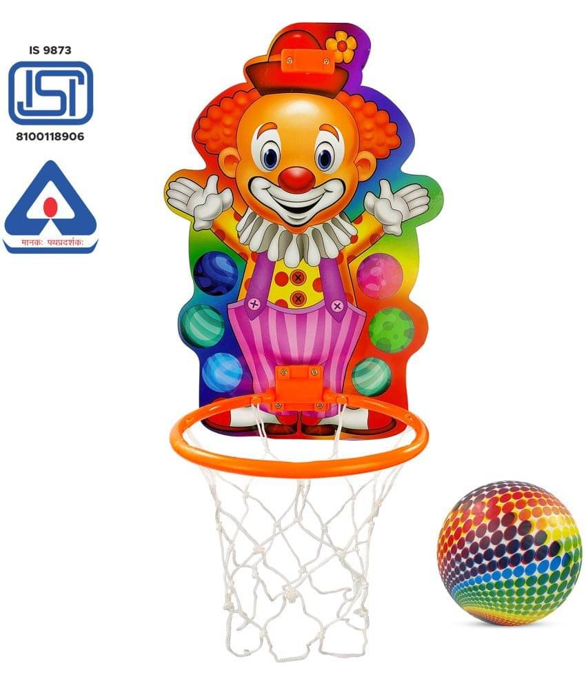     			NHR Small Basket Ball kit Set with Ring for Kids, Playing Indoor Outdoor Basket Ball, High Quality Hanging Board with Net & Ball (Joker Face Printed)