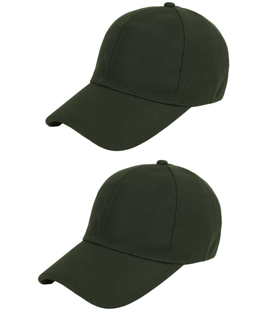 Zacharias - Green Cotton Blend Men's Cap ( Pack of 2 )