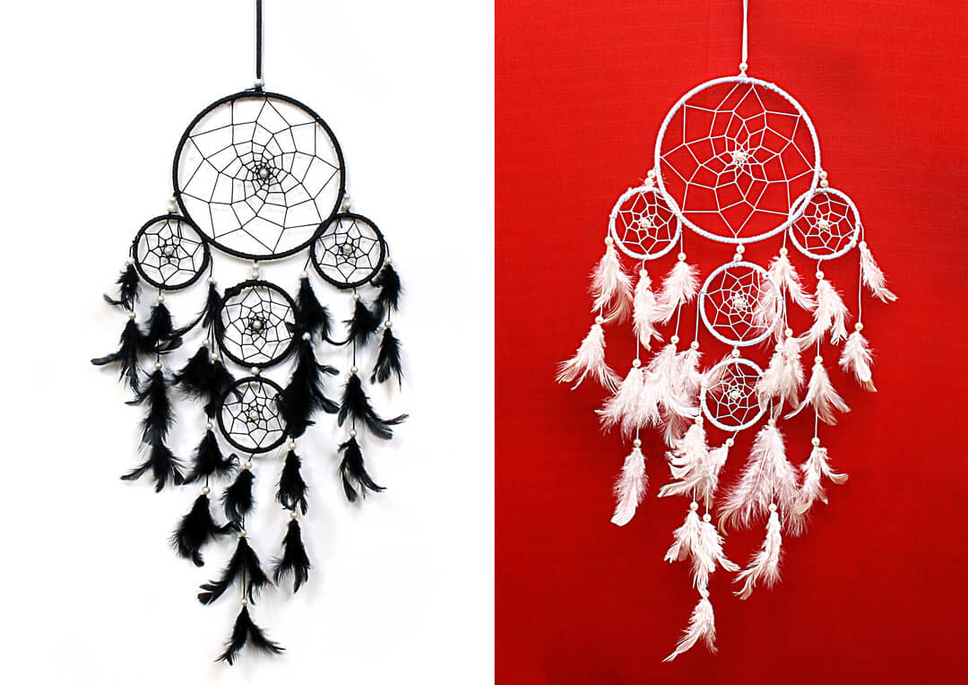 Zimka - Multicolor Feather Dream Catcher - Pack of 2 ( 75 X 15 cms )