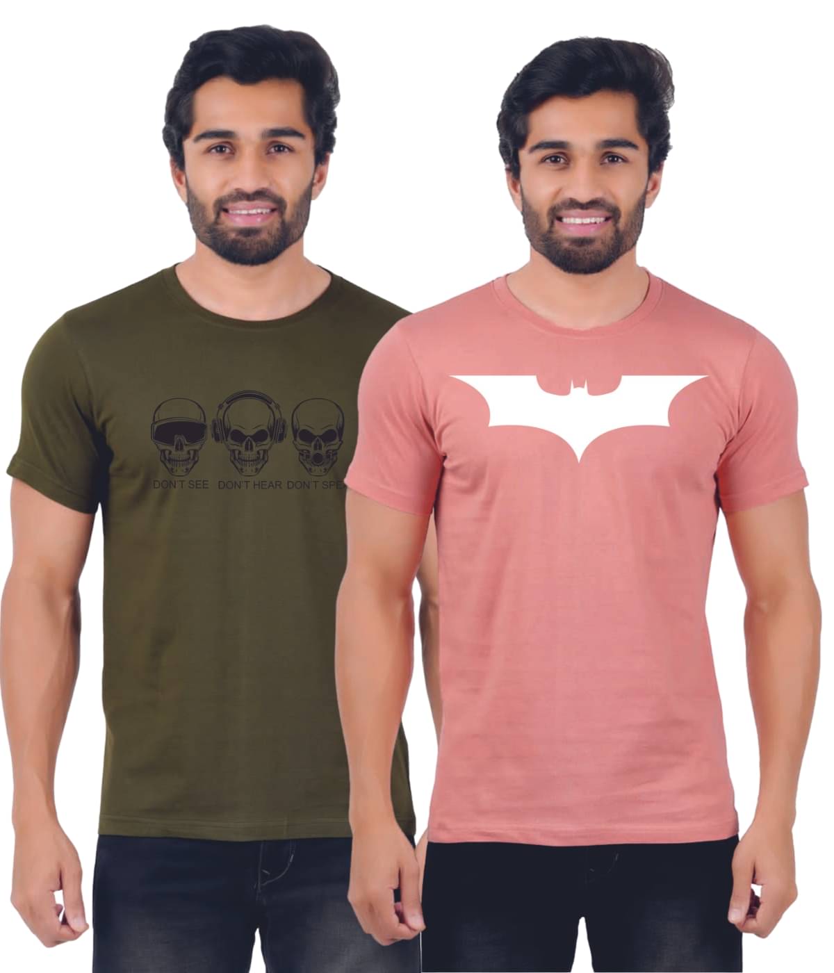 ferocious Pack of 2 Cotton Regular Fit Men's T-Shirt ( Olive Green ) ferocious Pack of 2 Cotton Regular Fit Men's T-Shirt ( Olive Green )