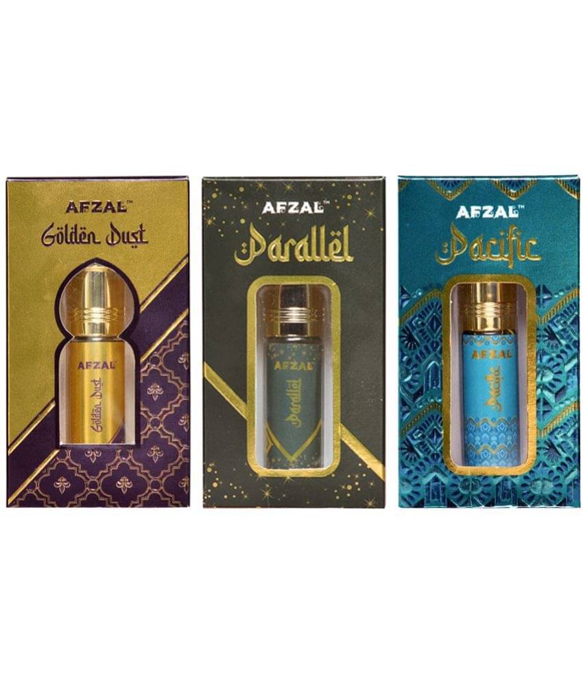     			AFZAL GOLDEN DUST PARALLEL PACIFIC 6ML ATTAR ROLL ON PACK OF 3